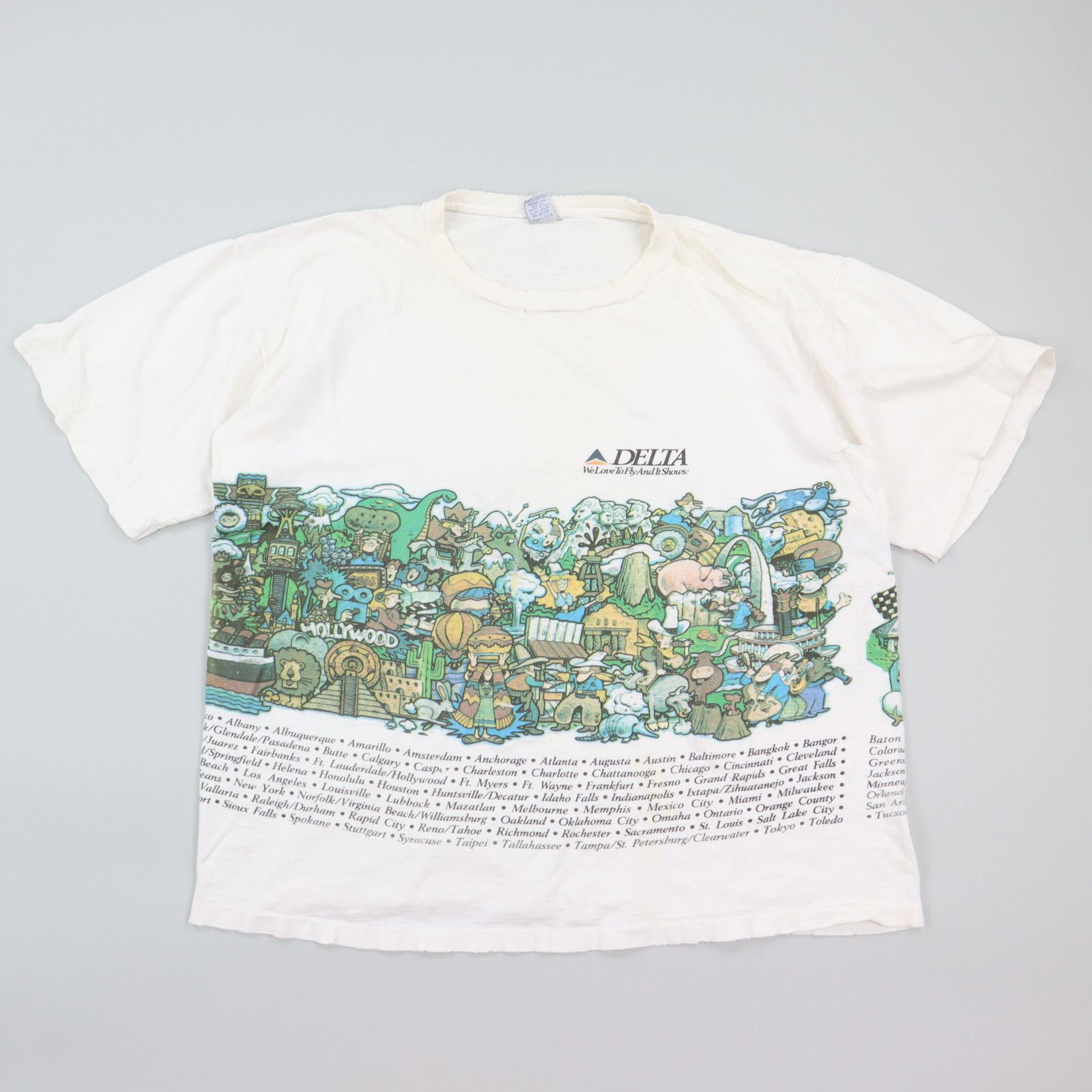 image of Vintage Single Stitch All Over Print Art Tee T-Shirt in Off White, Men's (Size XL)