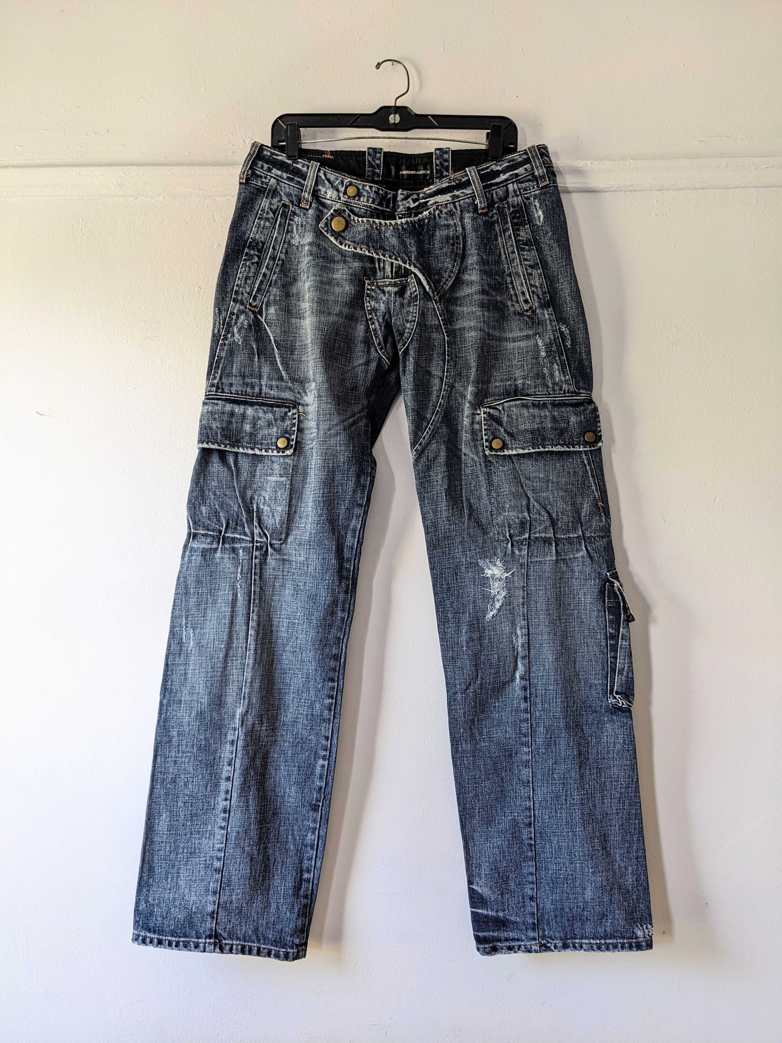 image of Andrew Mackenzie 1999 Bootcut Rave Punk Cargos in Distressed, Men's (Size 32)