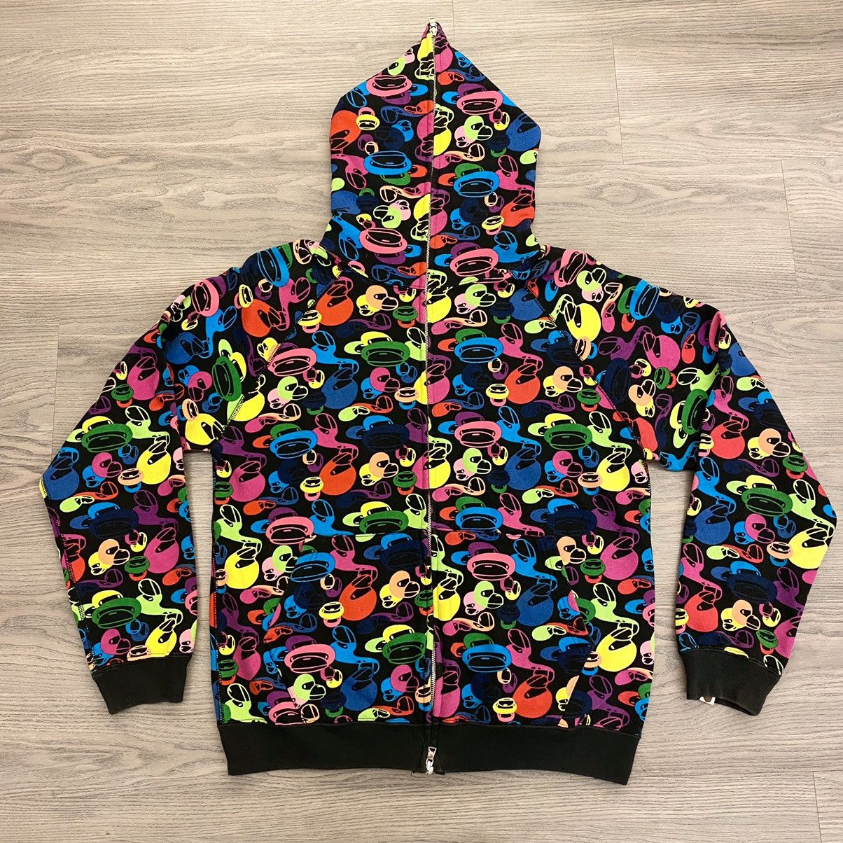 Pre-owned Bape Colorful Milo Camo Hoodie Jacket Zipup Ape Nigo Shark