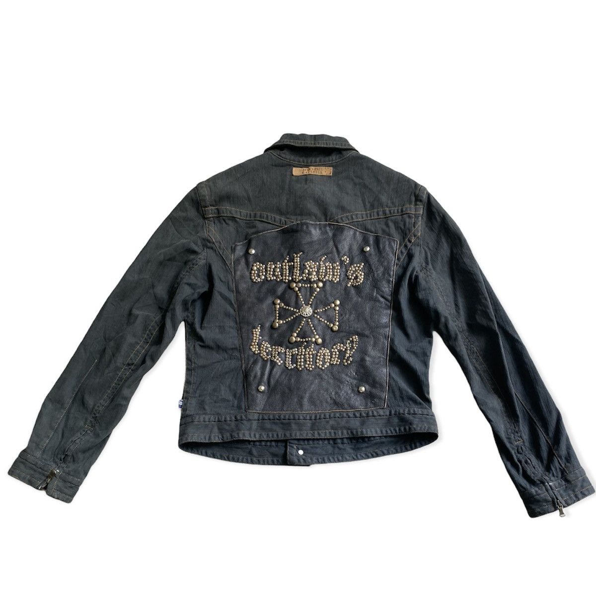 Jean Paul Gaultier Outlaw’s Territory Studded Leather Patch Denim Trucker Size US M / EU 48-50 / 2 - 1 Thumbnail