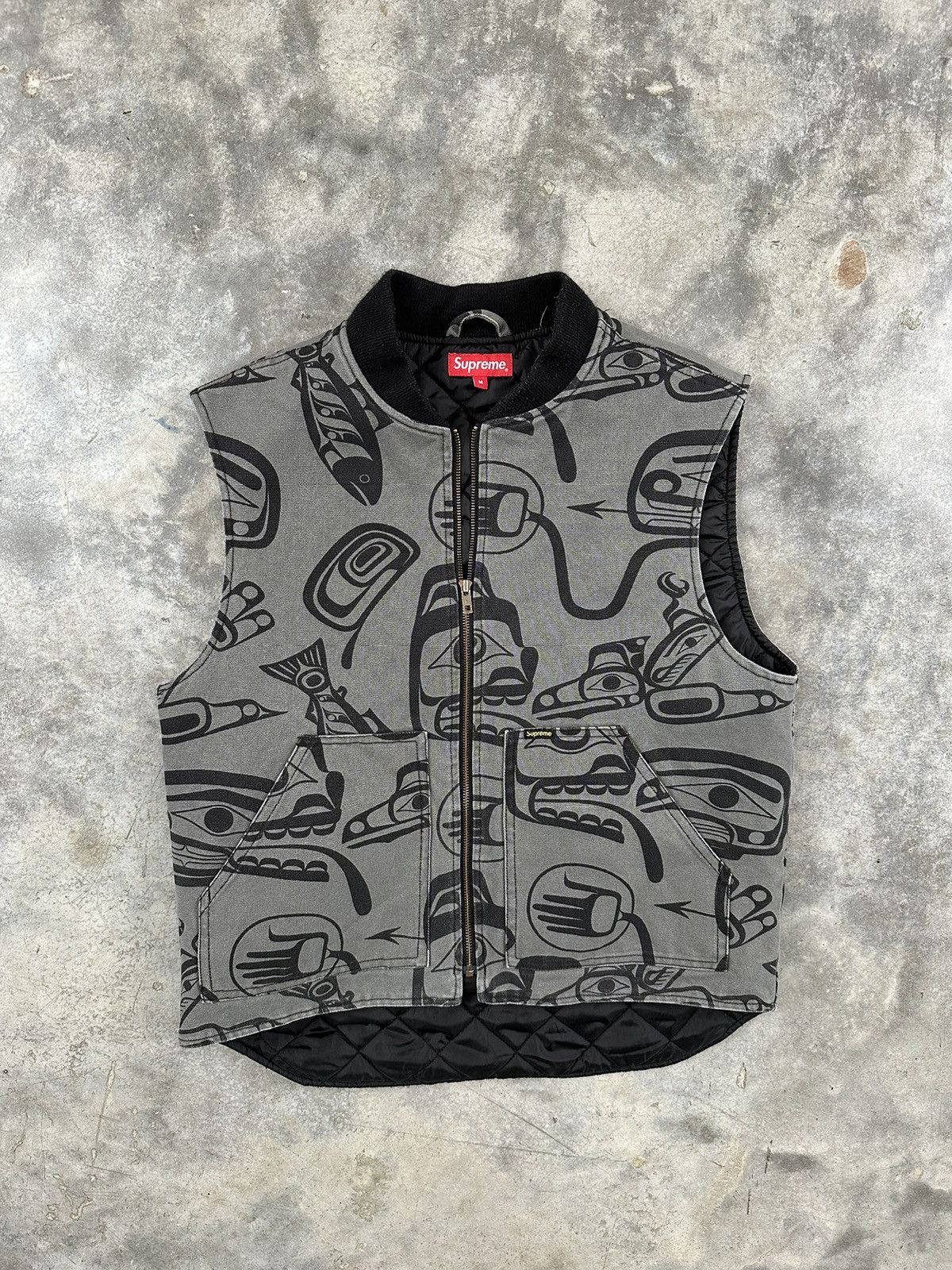 image of Supreme Haida / Aztec All Over Work Vest Black / Grey Medium, Men's