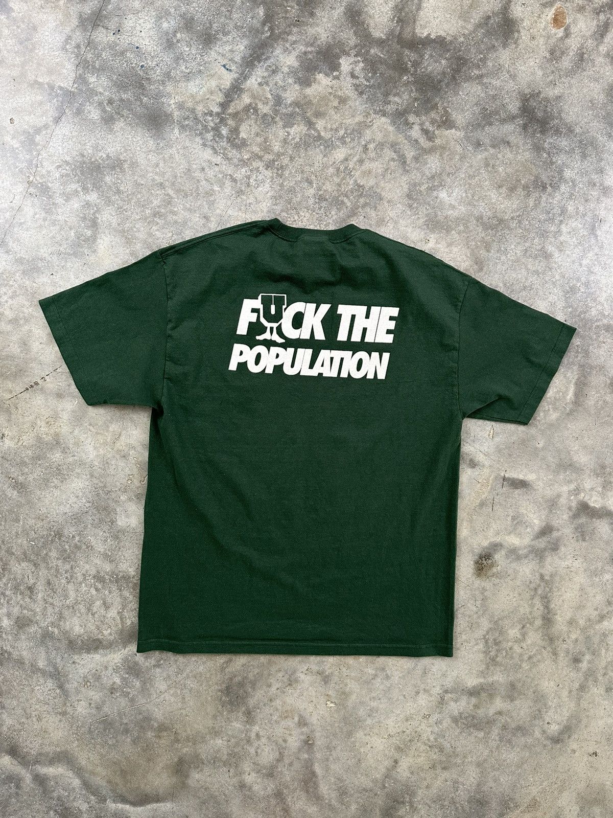 Image of Fuck The Population x Undefeated Forest Green Logo Tee Xl, Men's