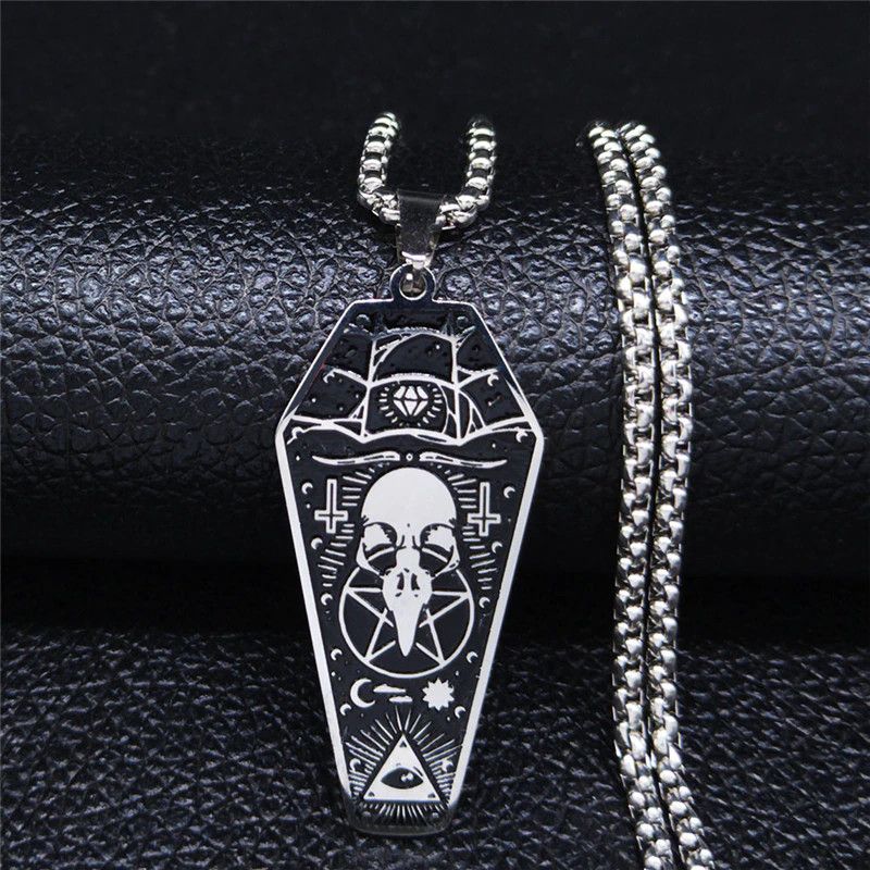 Jewelry Crow Head Skull Pendant Necklace Size ONE SIZE - 2 Thumbnail