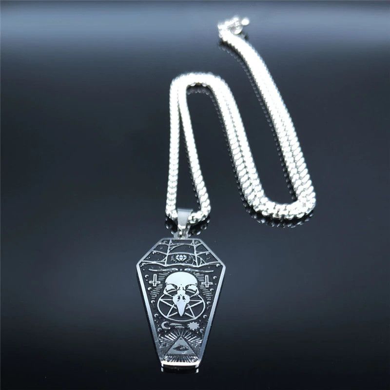 Jewelry Crow Head Skull Pendant Necklace Size ONE SIZE - 3 Thumbnail
