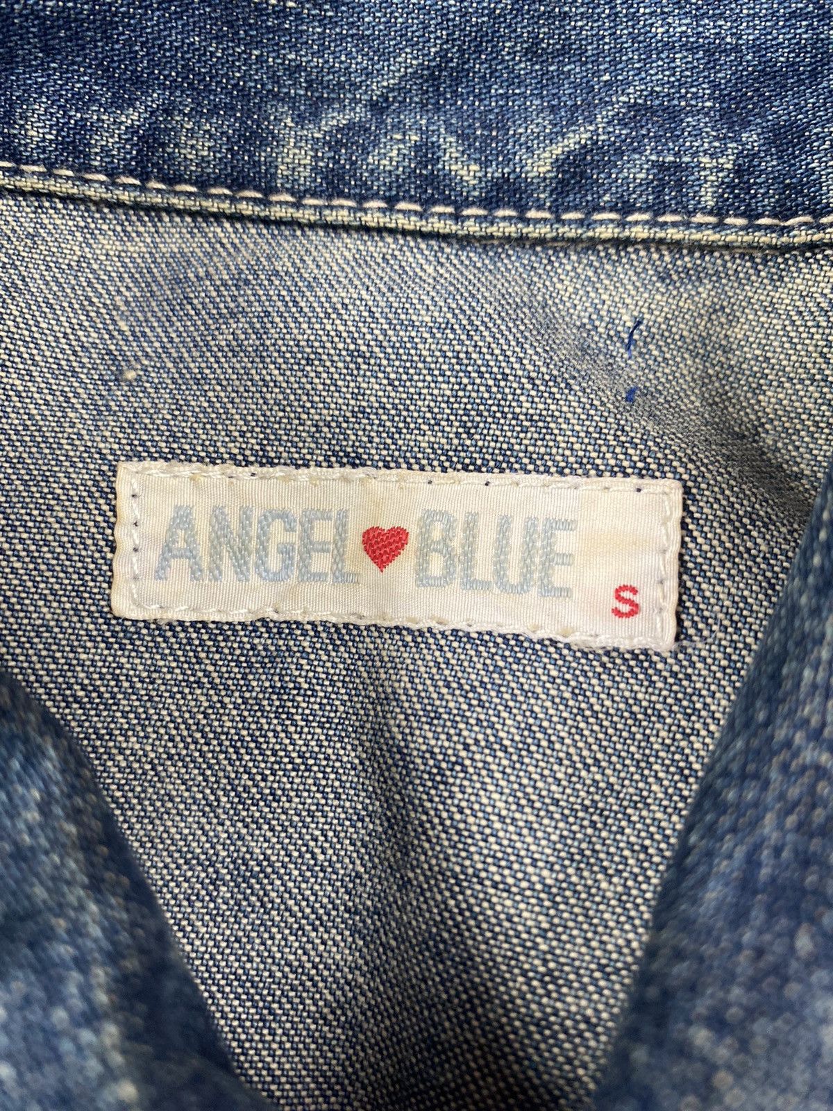 Japanese Brand 90s Angel Blue Printed Spray Apple Denim Jacket Size US XS / EU 42 / 0 - 13 Thumbnail