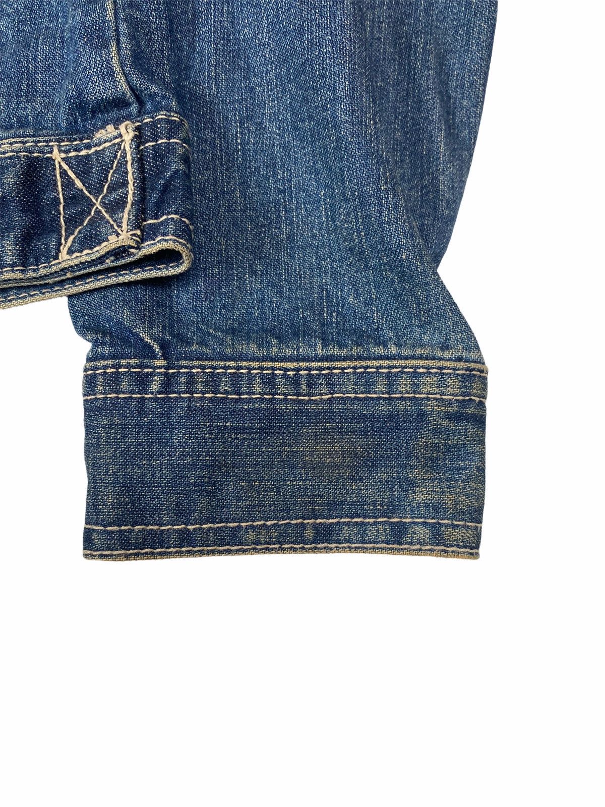 Japanese Brand 90s Angel Blue Printed Spray Apple Denim Jacket Size US XS / EU 42 / 0 - 9 Thumbnail