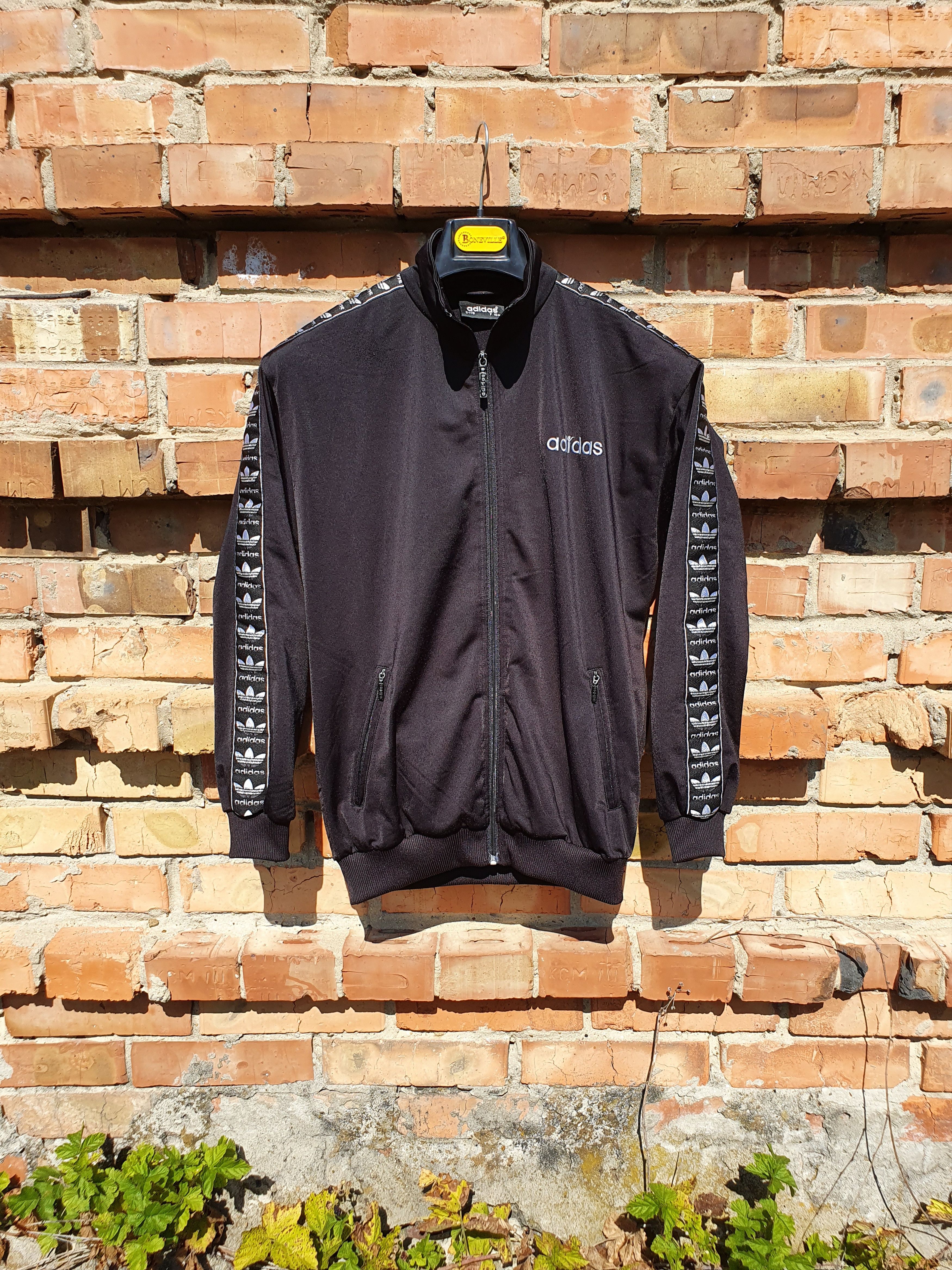 image of Adidas Multi Logo Side Tape Tracktop in Black, Men's (Size Small)