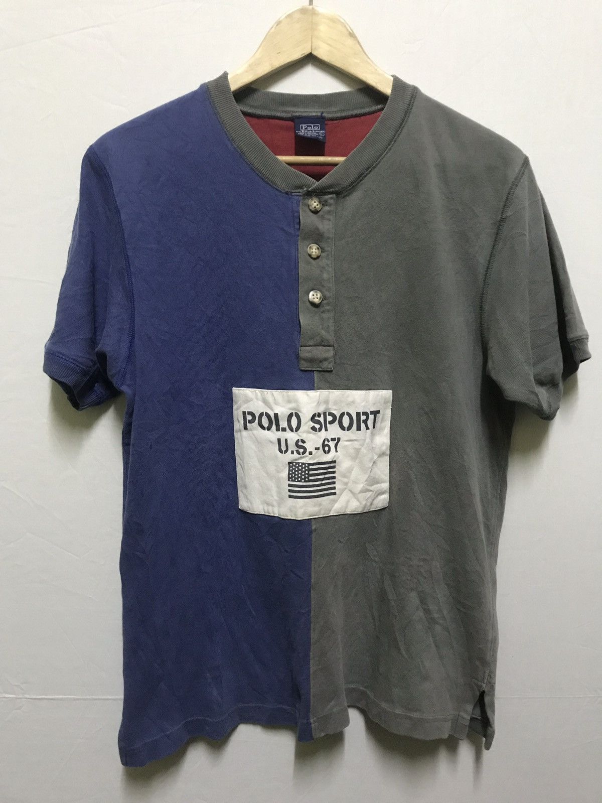 Polo Ralph Lauren Vtg Polo Sport US 67 Stadium Henley Shirt Ringer Size US L / EU 52-54 / 3 - 1 Thumbnail