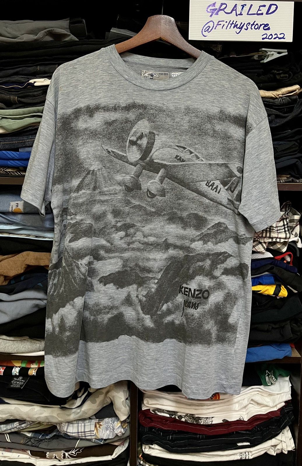 image of Kenzo Jeans Tee in Soft Blue, Men's (Size Large)