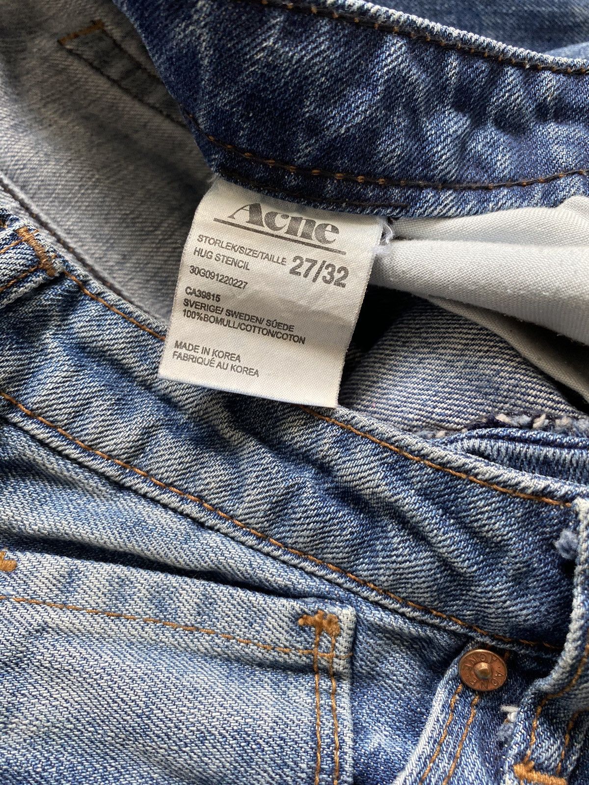 Acne Studios Vintage ACNE Hug Stencil Heavy Denim Pants 27/32 Size US 27 - 11 Thumbnail