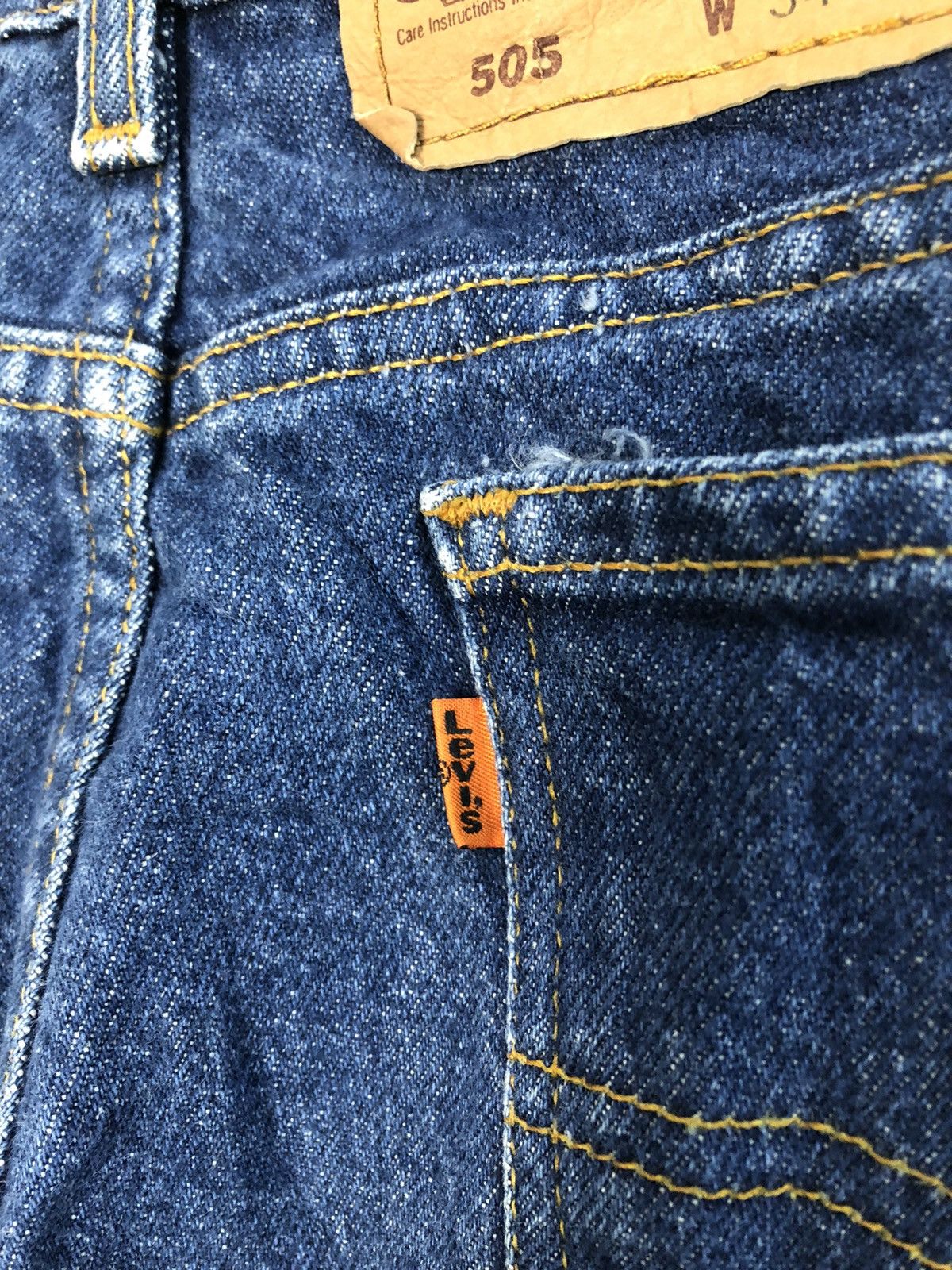 Levi's × Levi's Vintage Clothing 90s Levi’s Strauss Lot 505 Orange Tab Tapered Indigo Jeans Size US 32 / EU 48 - 8 Thumbnail