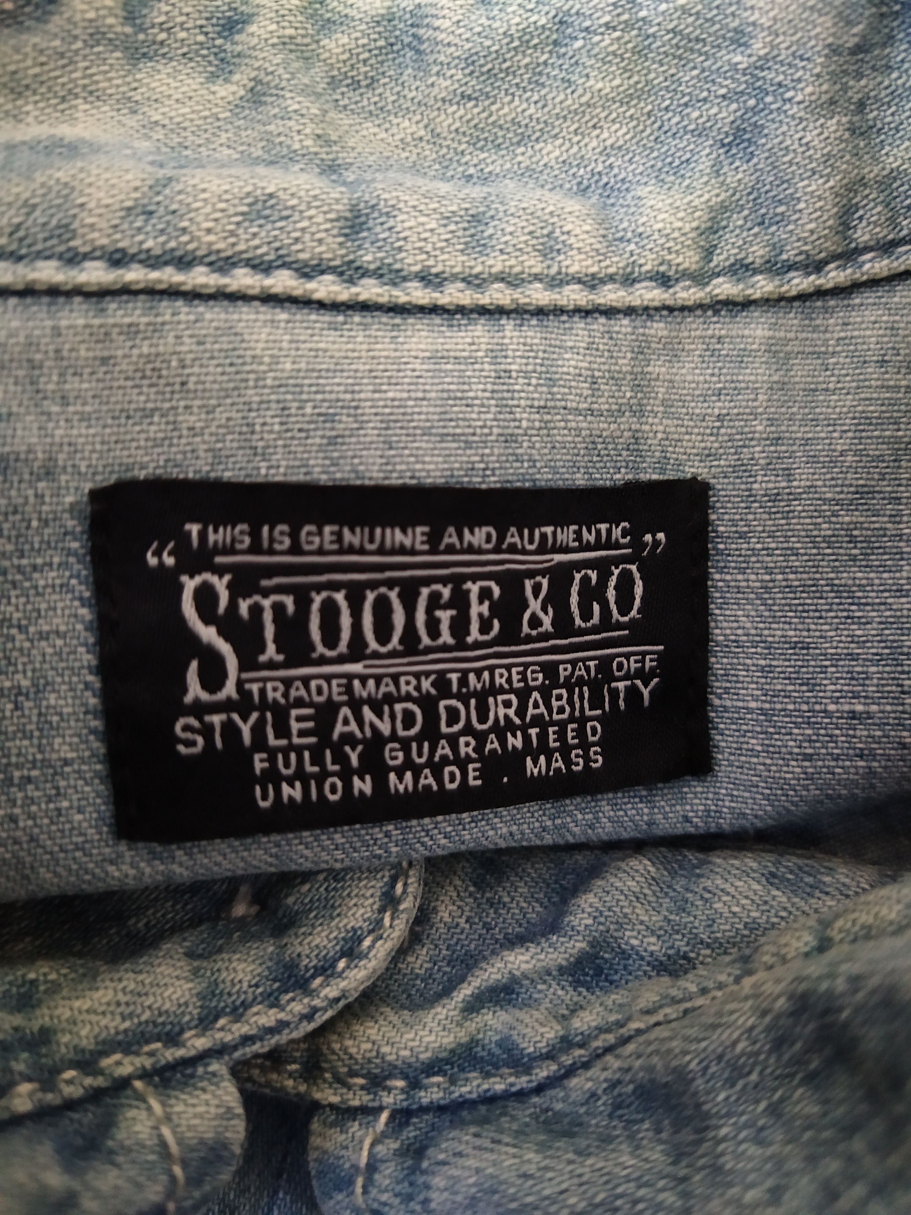 Japanese Brand STOOGE & CO CHAMBRAY DENIM WESTERN SHIRT ROEN SKULL (B535) Size US XL / EU 56 / 4 - 7 Thumbnail