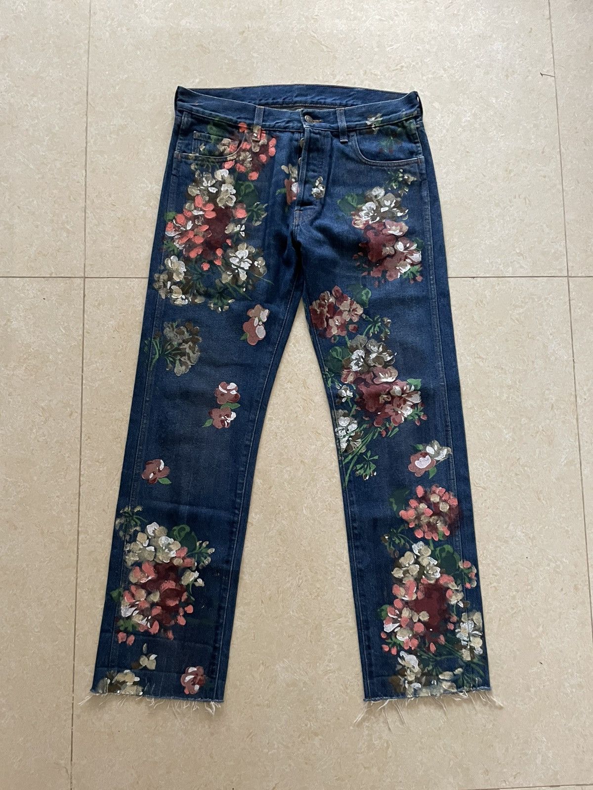 Gucci Gucci floral painted denim 31 Size US 31 - 1 Thumbnail