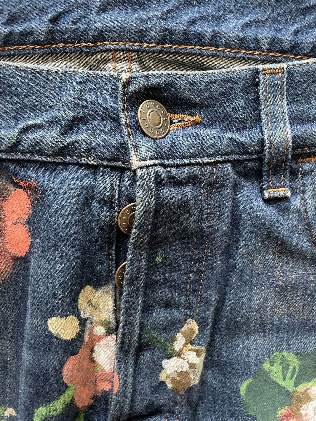 Gucci Gucci floral painted denim 31 Size US 31 - 4 Thumbnail