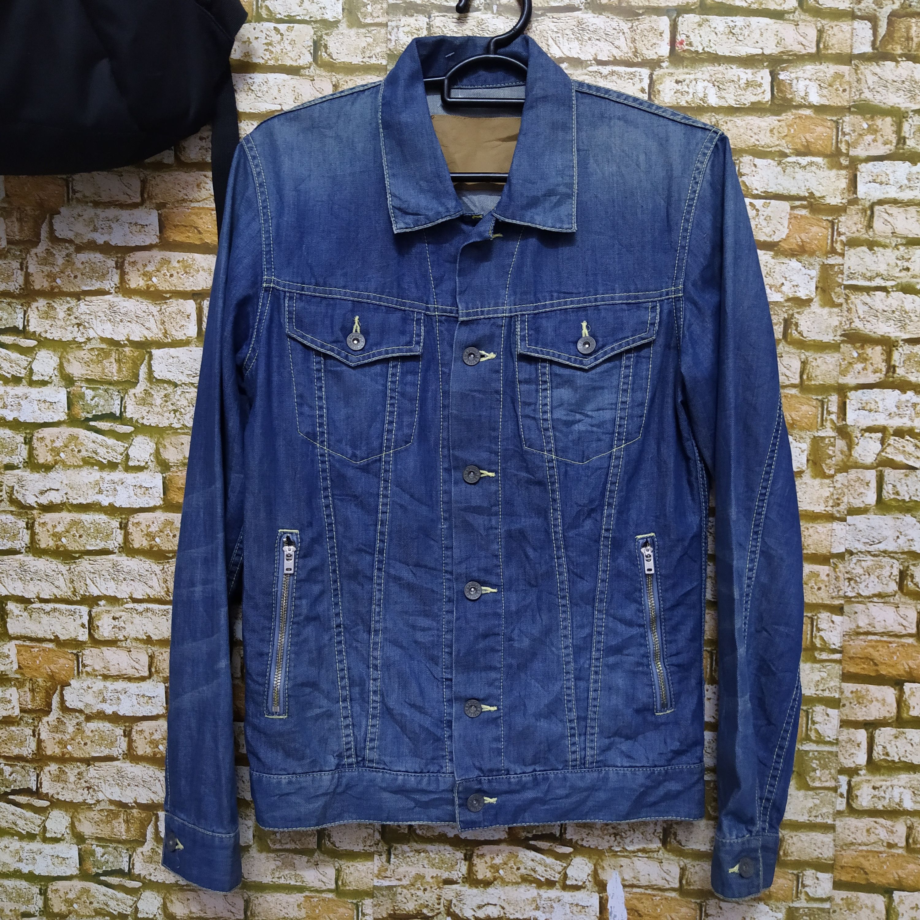 Japanese Brand PURPLE & YELLOW DENIM JACKET DISTRESSED (D370) Size US L / EU 52-54 / 3 - 3 Thumbnail