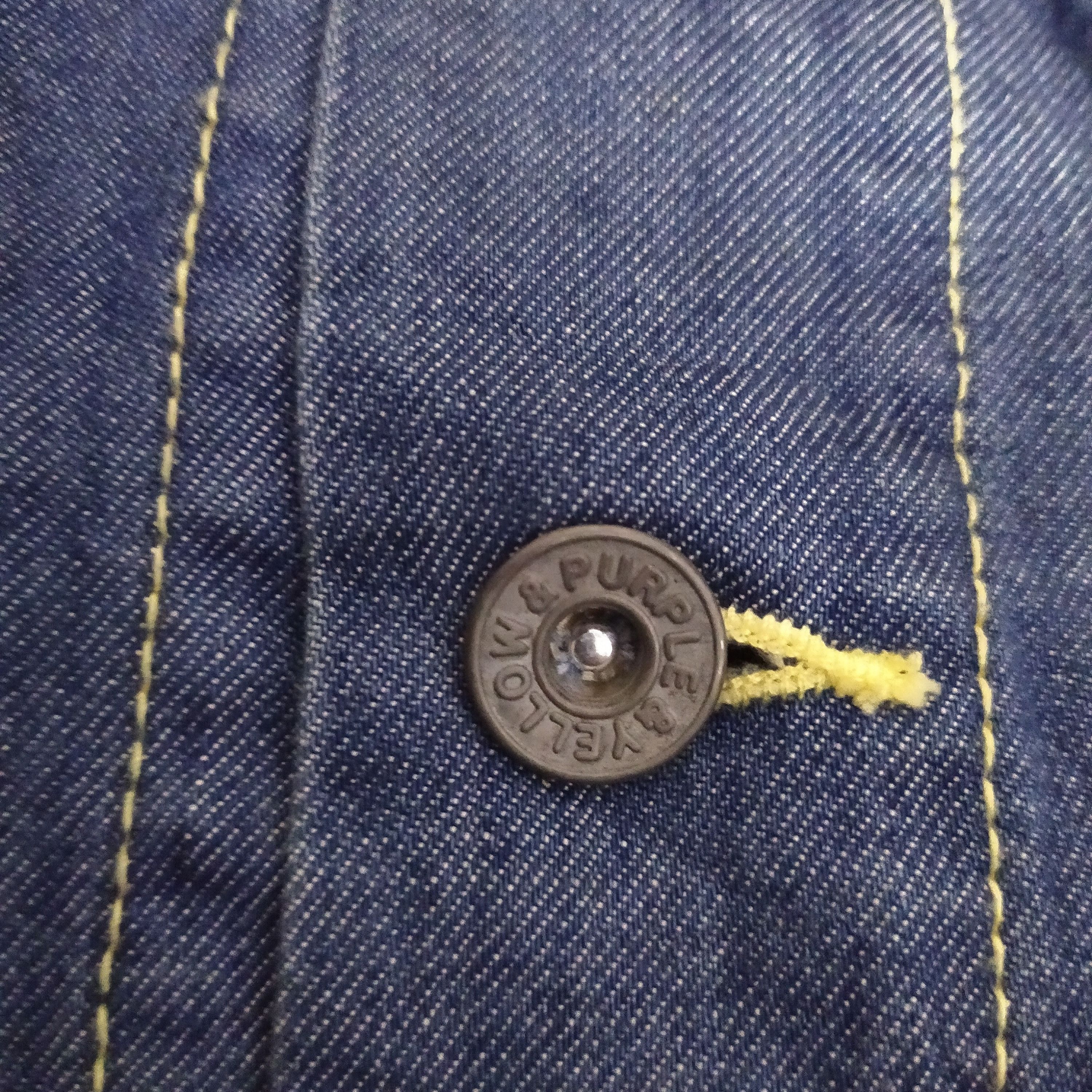 Japanese Brand PURPLE & YELLOW DENIM JACKET DISTRESSED (D370) Size US L / EU 52-54 / 3 - 5 Thumbnail