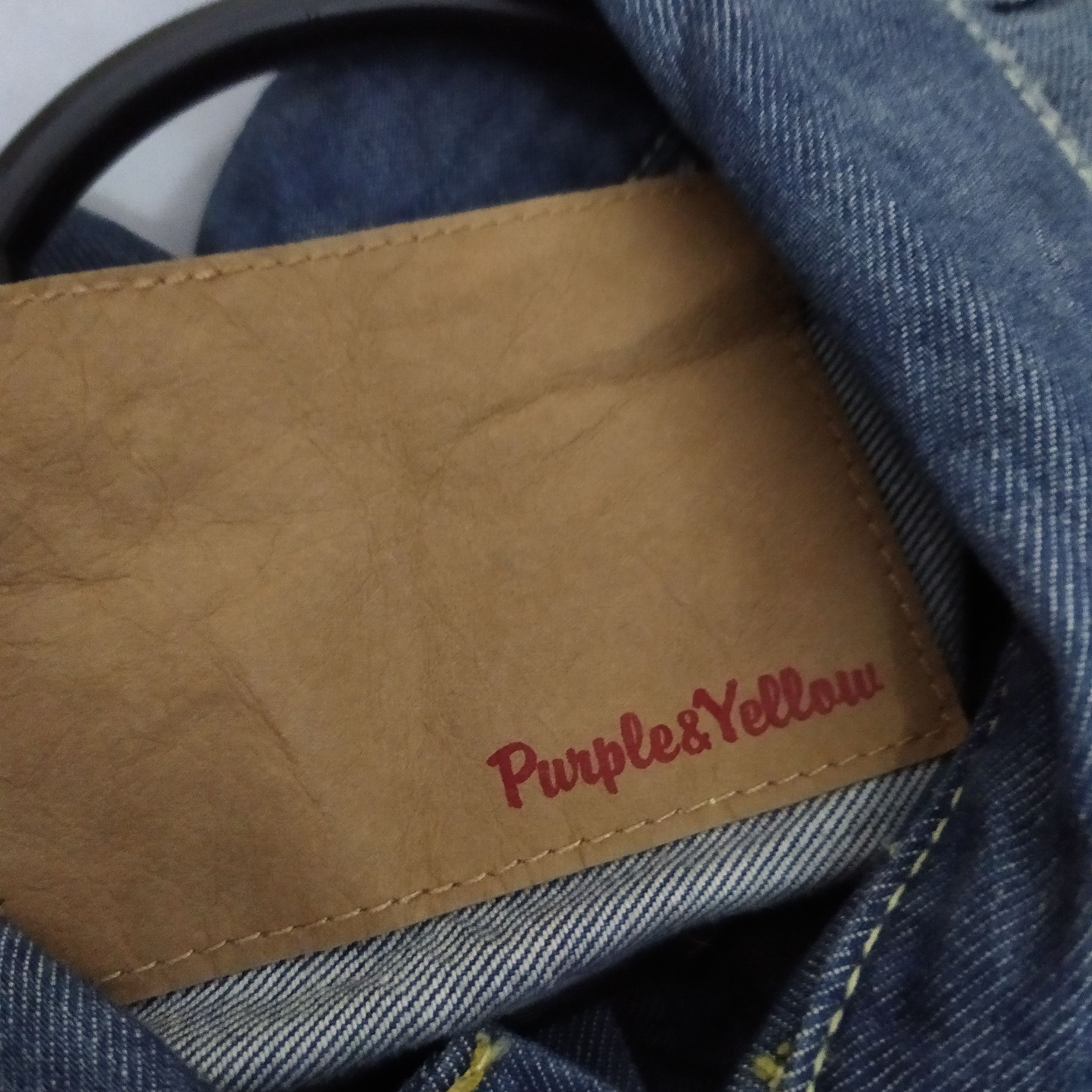 Japanese Brand PURPLE & YELLOW DENIM JACKET DISTRESSED (D370) Size US L / EU 52-54 / 3 - 6 Thumbnail