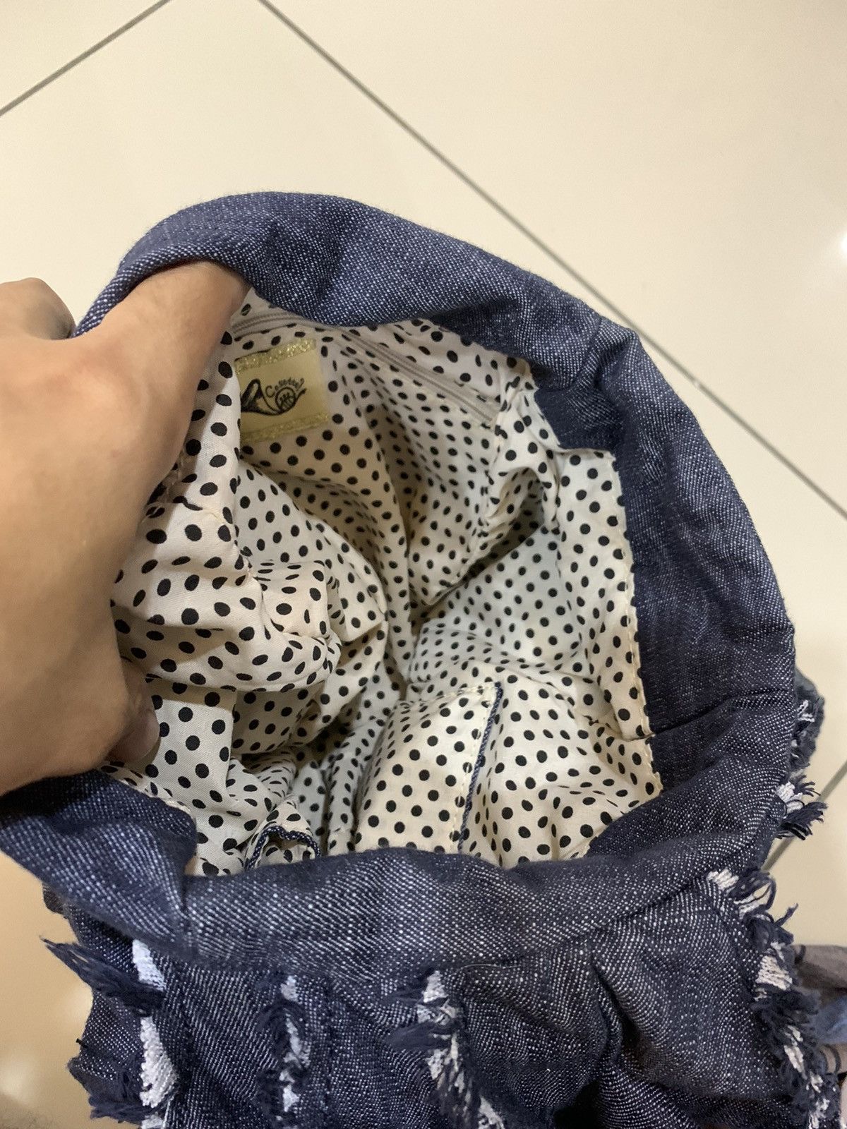 Japanese Brand BULKY DENIM SASHIKO HOBO BAG BY COSETTE Size ONE SIZE - 5 Thumbnail