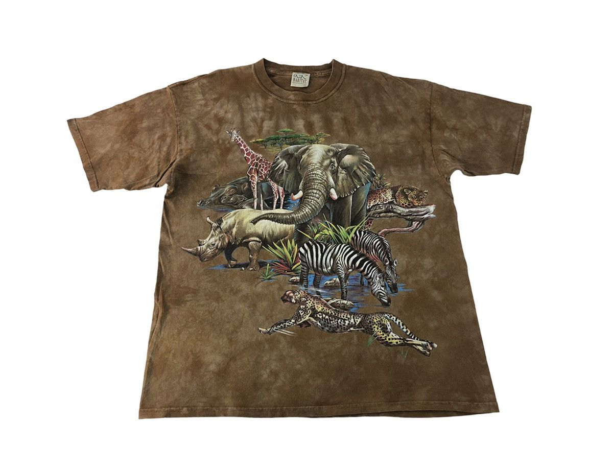 Vintage 90s Habitat Community Safari Jungle Tye Dye Printed Tee Size US XL / EU 56 / 4 - 1 Thumbnail