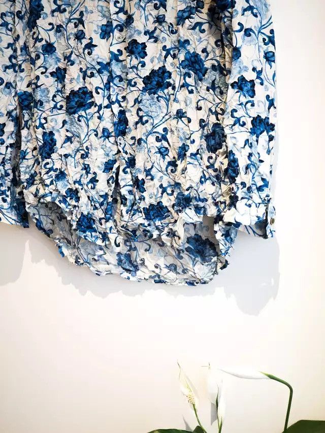 Yohji Yamamoto Crinkled Floral Silk Shirt SS01 Size US M / EU 48-50 / 2 - 11 Thumbnail