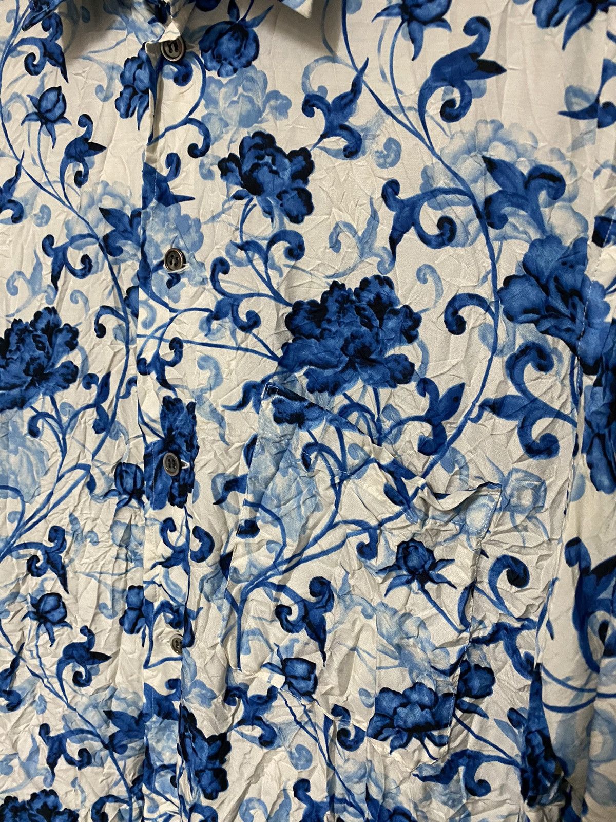 Yohji Yamamoto Crinkled Floral Silk Shirt SS01 Size US M / EU 48-50 / 2 - 4 Thumbnail