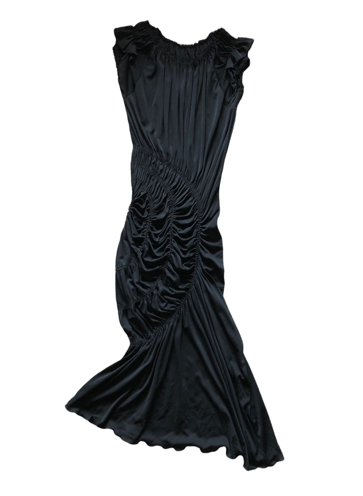 image of 1990S Jean Paul Gaultier Spiral Ruching Cocktail Dress in Black, Women's (Size Small)