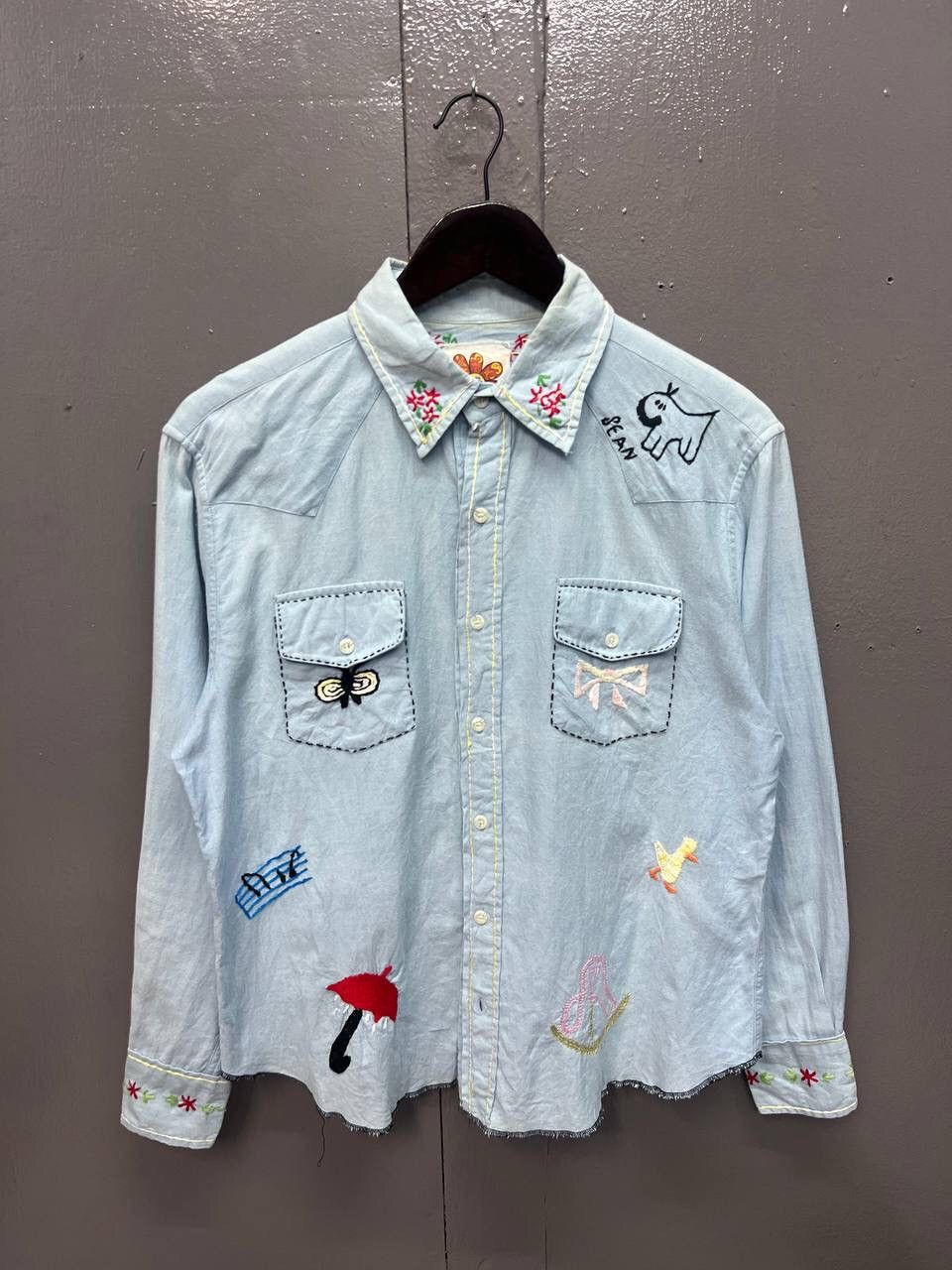 VINTAGE CHAMBRAY EMBROIDERY SHIRT