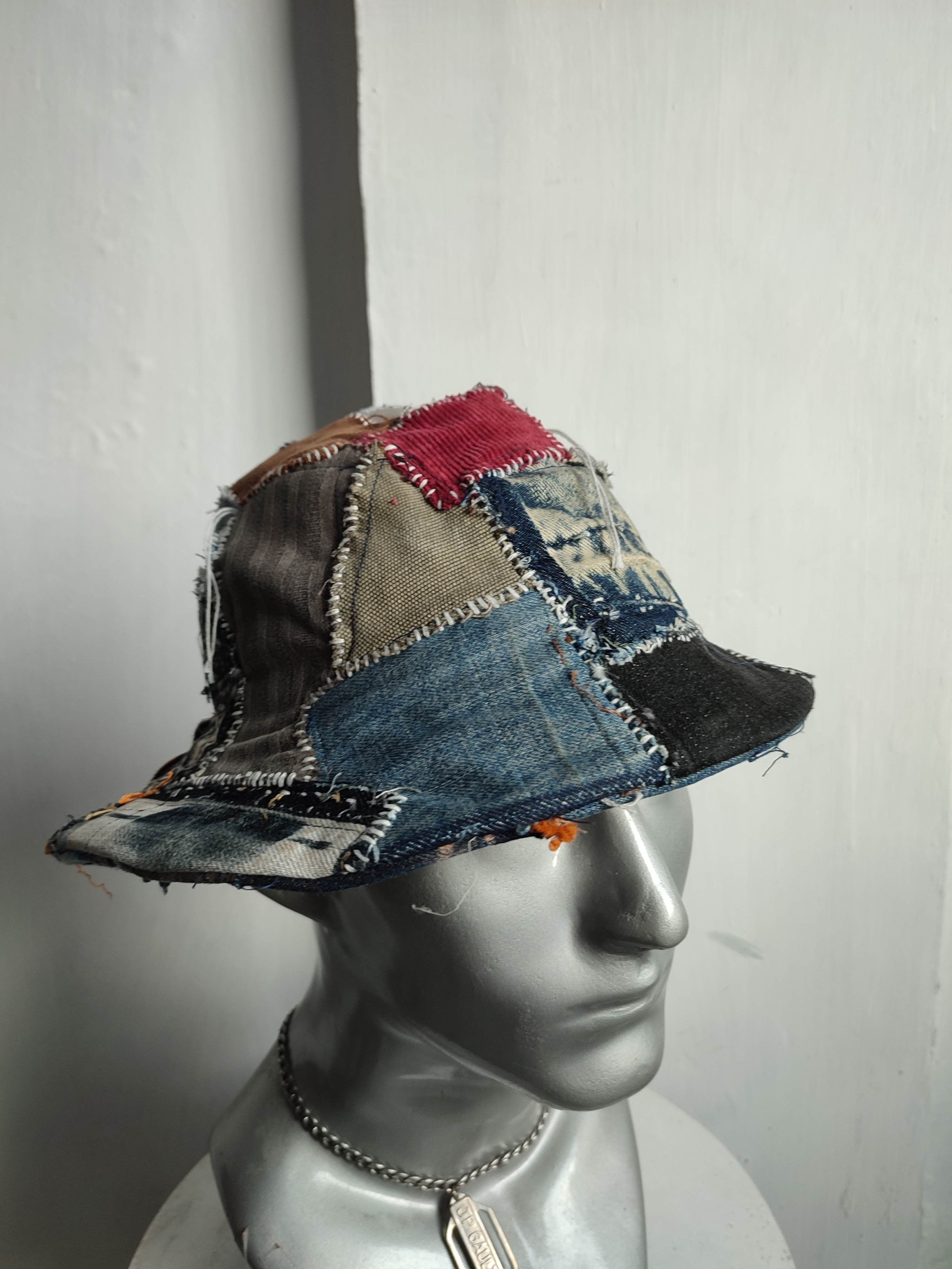 Other 🔥Custom Made Patchwork Denim Bucket Hats Size ONE SIZE - 3 Thumbnail