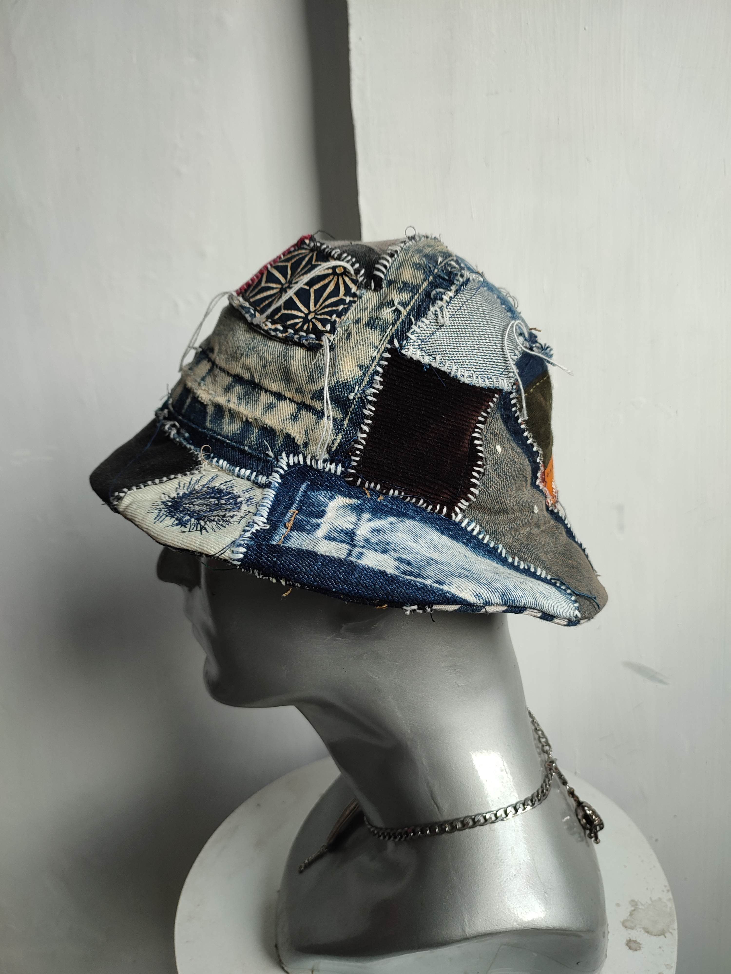 Other 🔥Custom Made Patchwork Denim Bucket Hats Size ONE SIZE - 1 Thumbnail