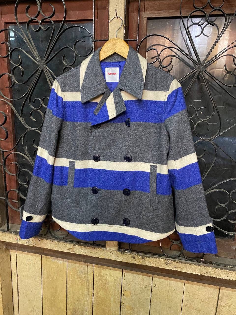 Issey Miyake Ne-net By Issey Miyake Color Block Wool Pea Coat Size US S / EU 44-46 / 1 - 3 Thumbnail