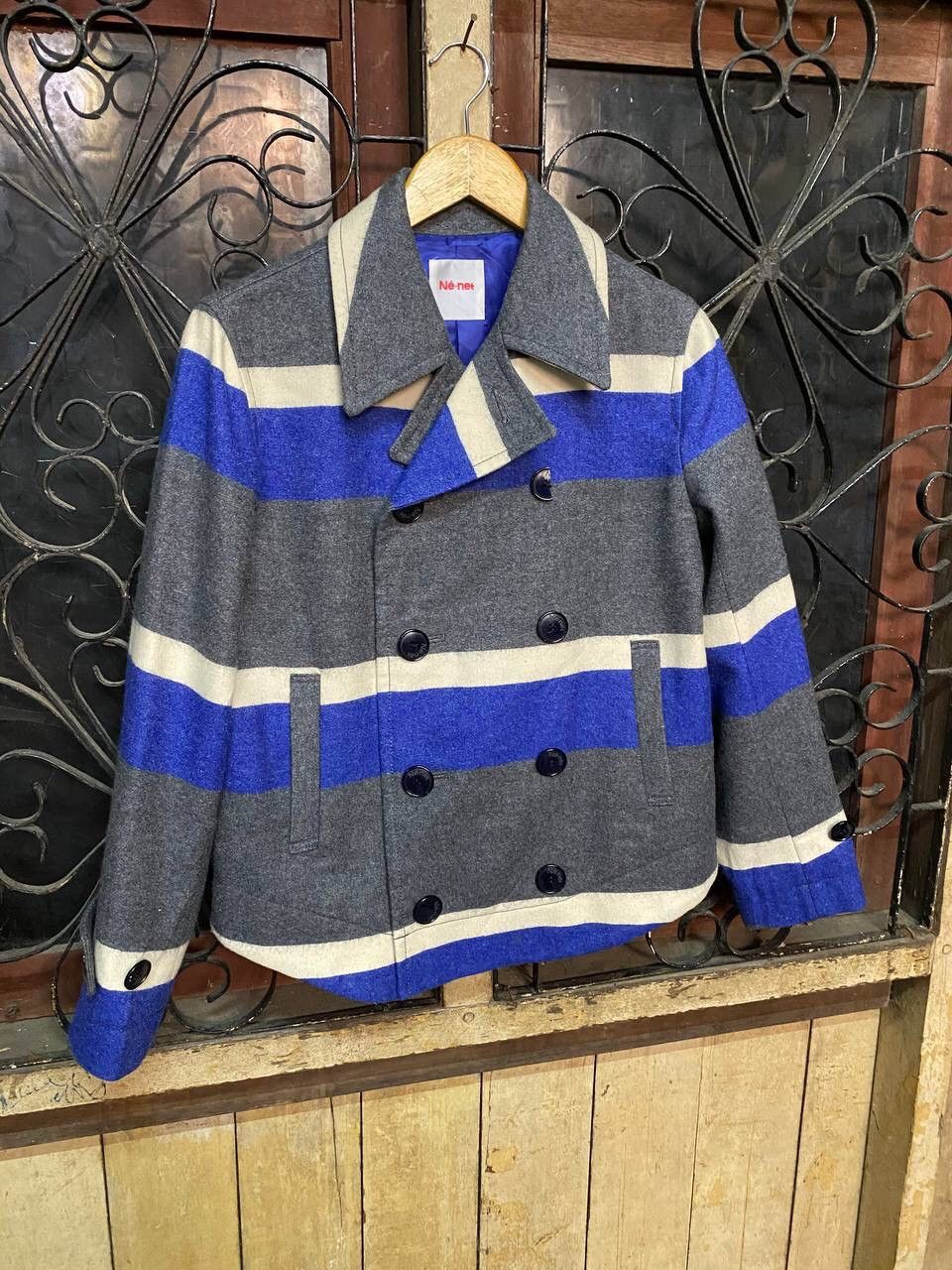 Issey Miyake Ne-net By Issey Miyake Color Block Wool Pea Coat Size US S / EU 44-46 / 1 - 4 Thumbnail