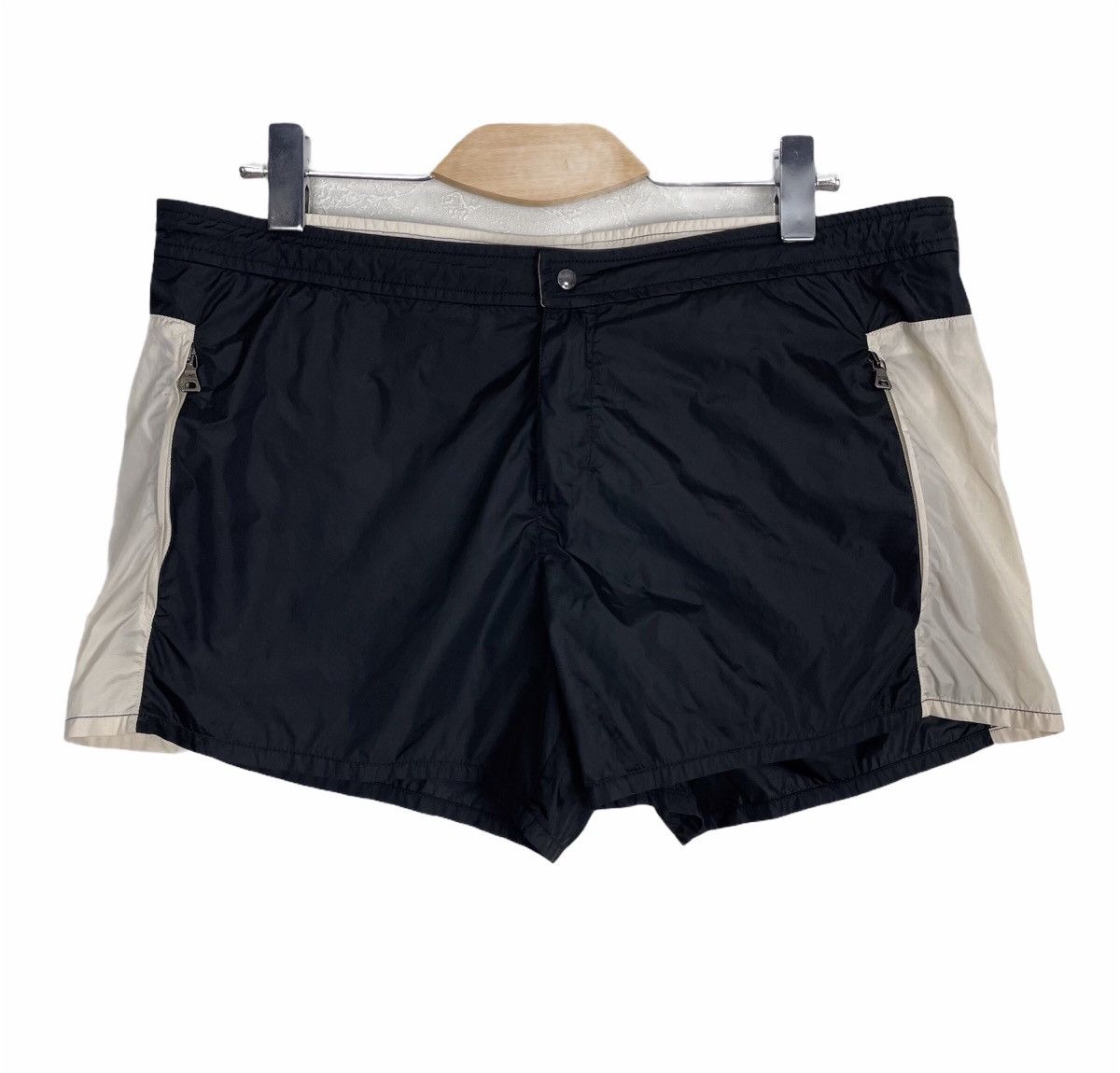 image of Prada Sport Nylon Color Block Shorts in Black, Men's (Size 34)