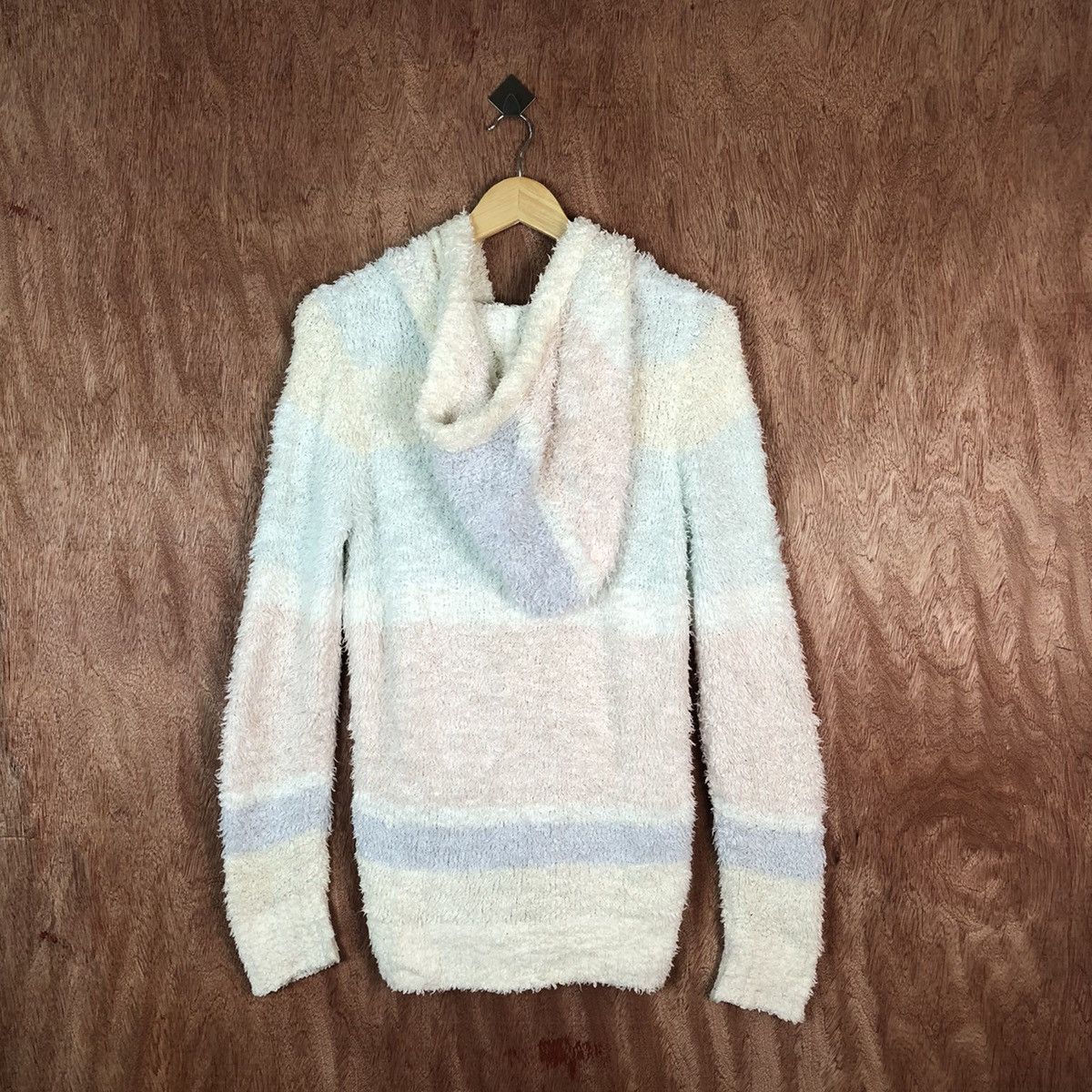 Homespun Knitwear × Japanese Brand × Solid and Striped Pique fleece Hoodies Shag Shaggy Fur Mohair Knitwear #6672 Size L / US 10 / IT 46 - 10 Thumbnail