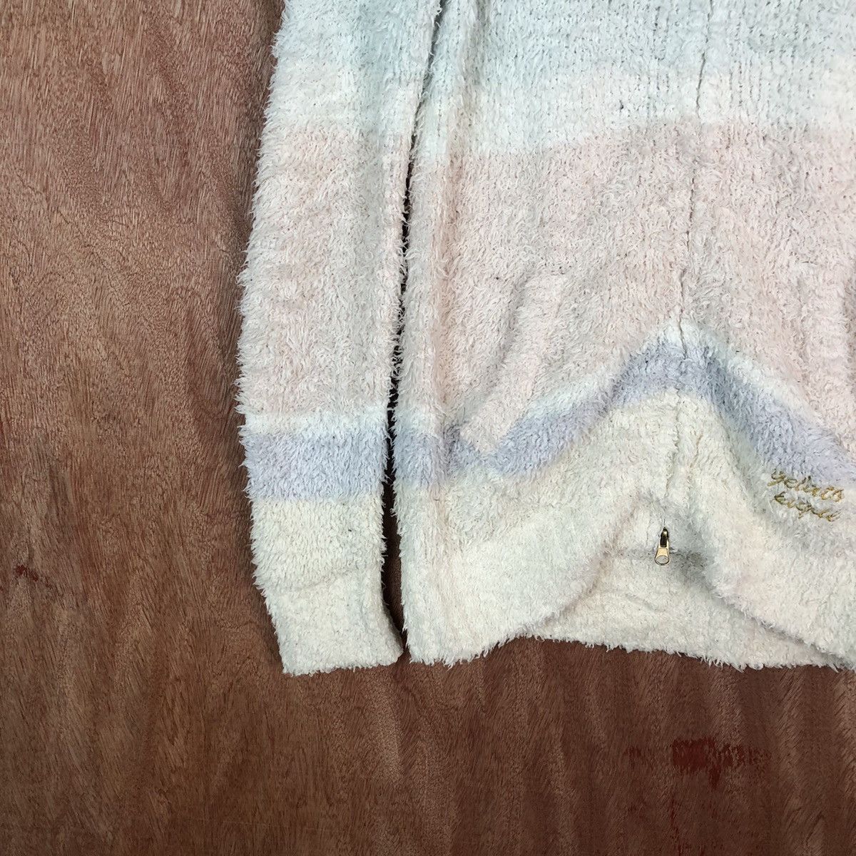 Homespun Knitwear × Japanese Brand × Solid and Striped Pique fleece Hoodies Shag Shaggy Fur Mohair Knitwear #6672 Size L / US 10 / IT 46 - 4 Thumbnail