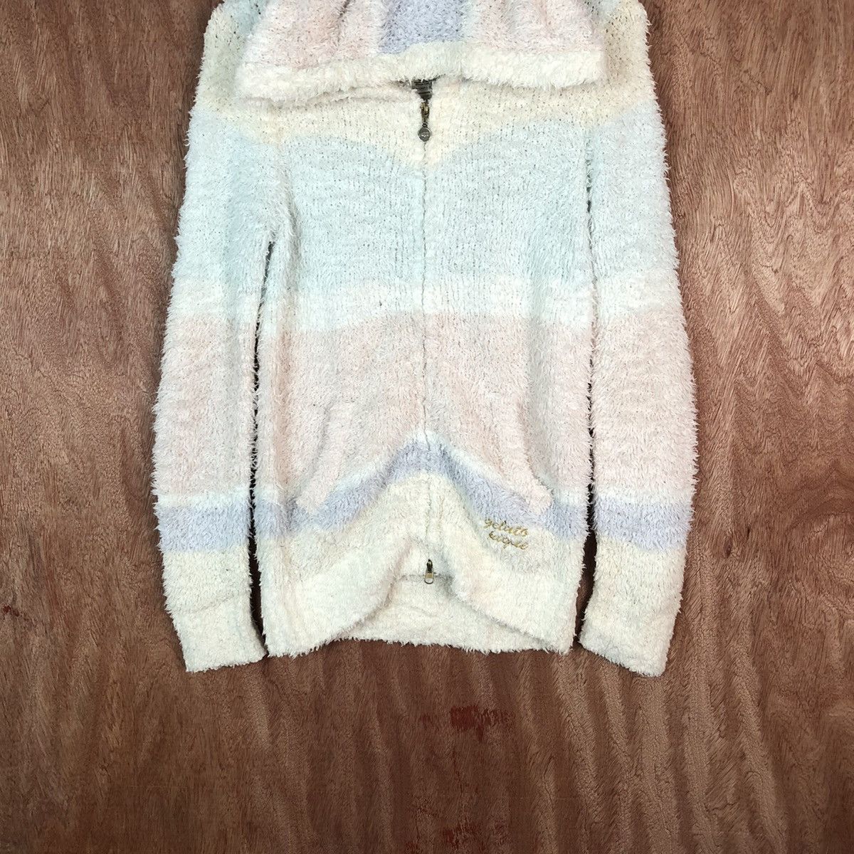 Homespun Knitwear × Japanese Brand × Solid and Striped Pique fleece Hoodies Shag Shaggy Fur Mohair Knitwear #6672 Size L / US 10 / IT 46 - 3 Thumbnail