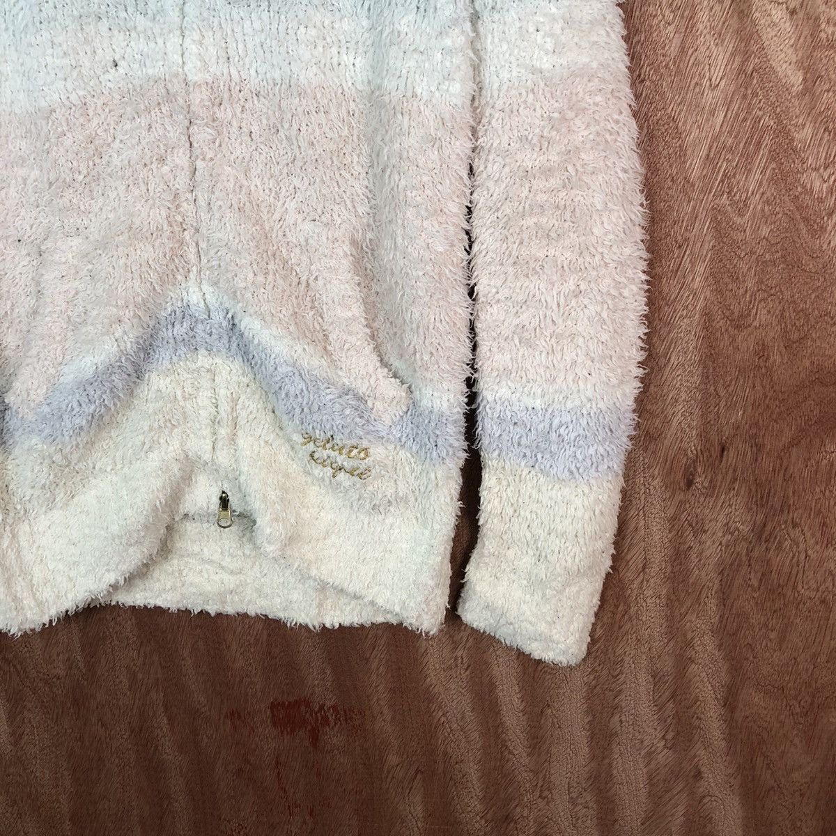 Homespun Knitwear × Japanese Brand × Solid and Striped Pique fleece Hoodies Shag Shaggy Fur Mohair Knitwear #6672 Size L / US 10 / IT 46 - 5 Thumbnail