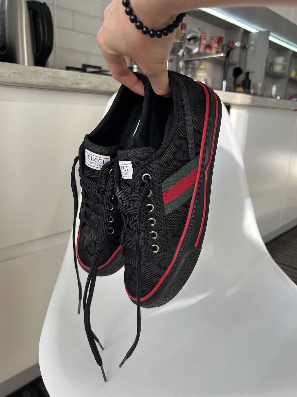 image of Gucci Tennis 1977 Off The Grid Low Black Sneakers, Men's (Size 6)