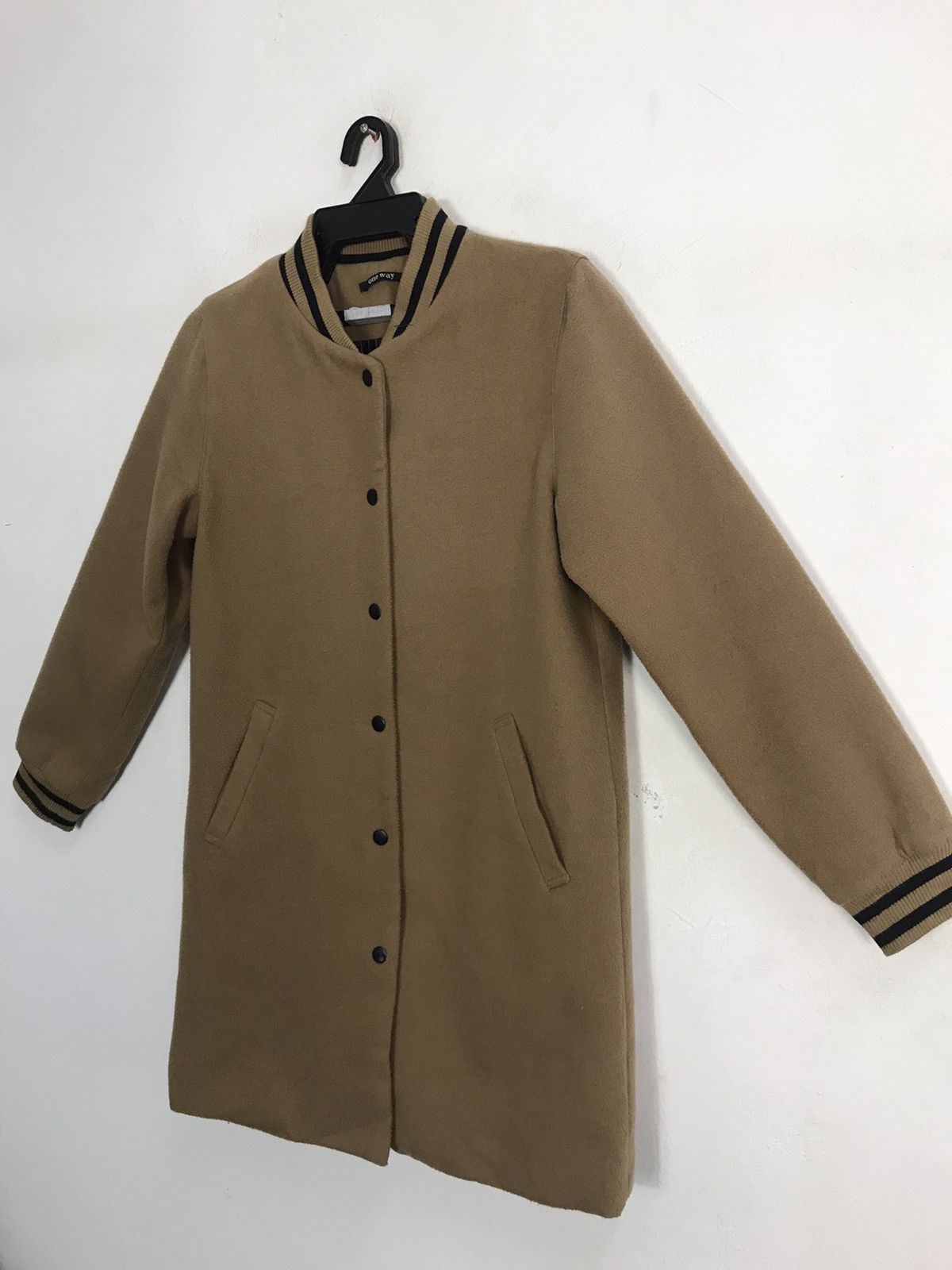 Japanese Brand Vtg One Way Long Varsity Jacket Snap Button Design Size US S / EU 44-46 / 1 - 4 Thumbnail