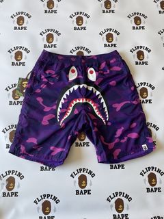 Bape Purple Color Camo Shark Shorts - Sole Food Sneakers