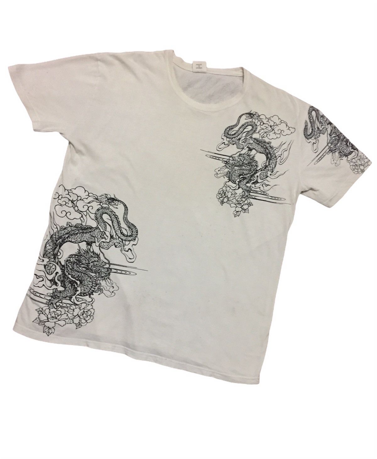 image of Archival Clothing x Sukajan T Shirts Dragon Sukajan Avant Garde Printed Tee Japan Edition in White 
