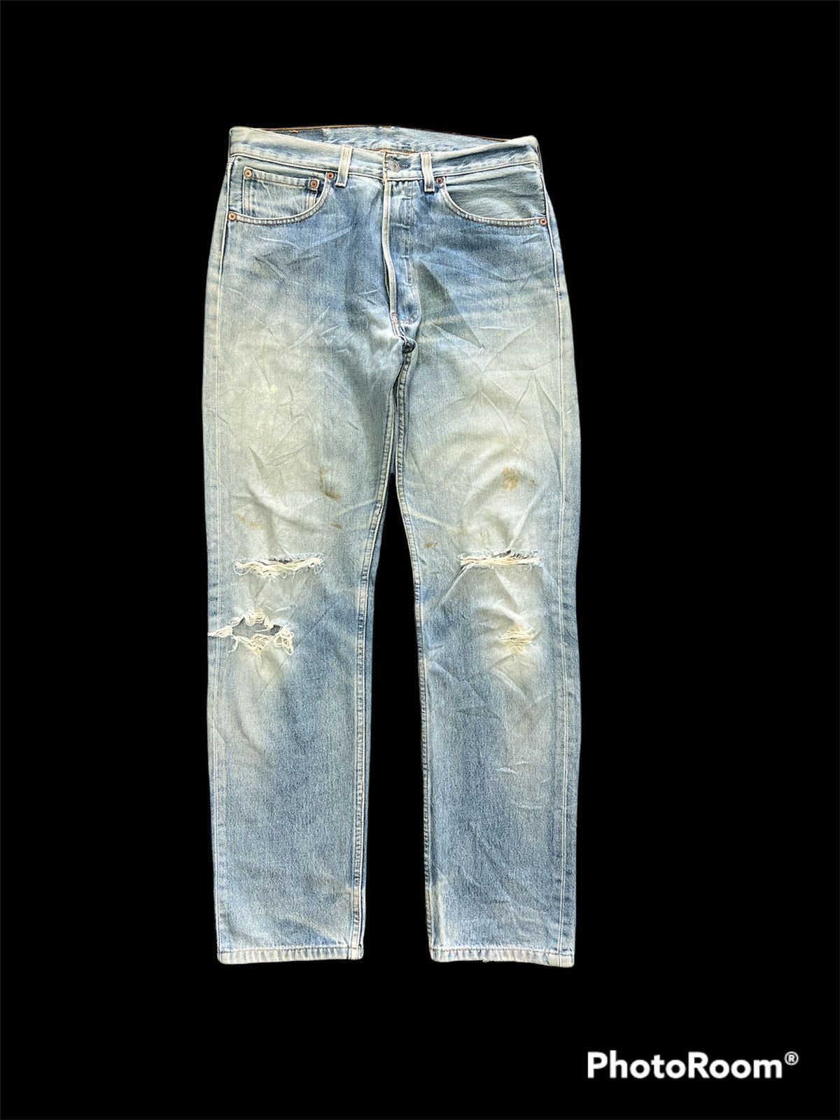 Levi's × Vintage Vintage Levis 501 Washers Thrashed Grunge Denim Pants Size US 31 - 3 Thumbnail