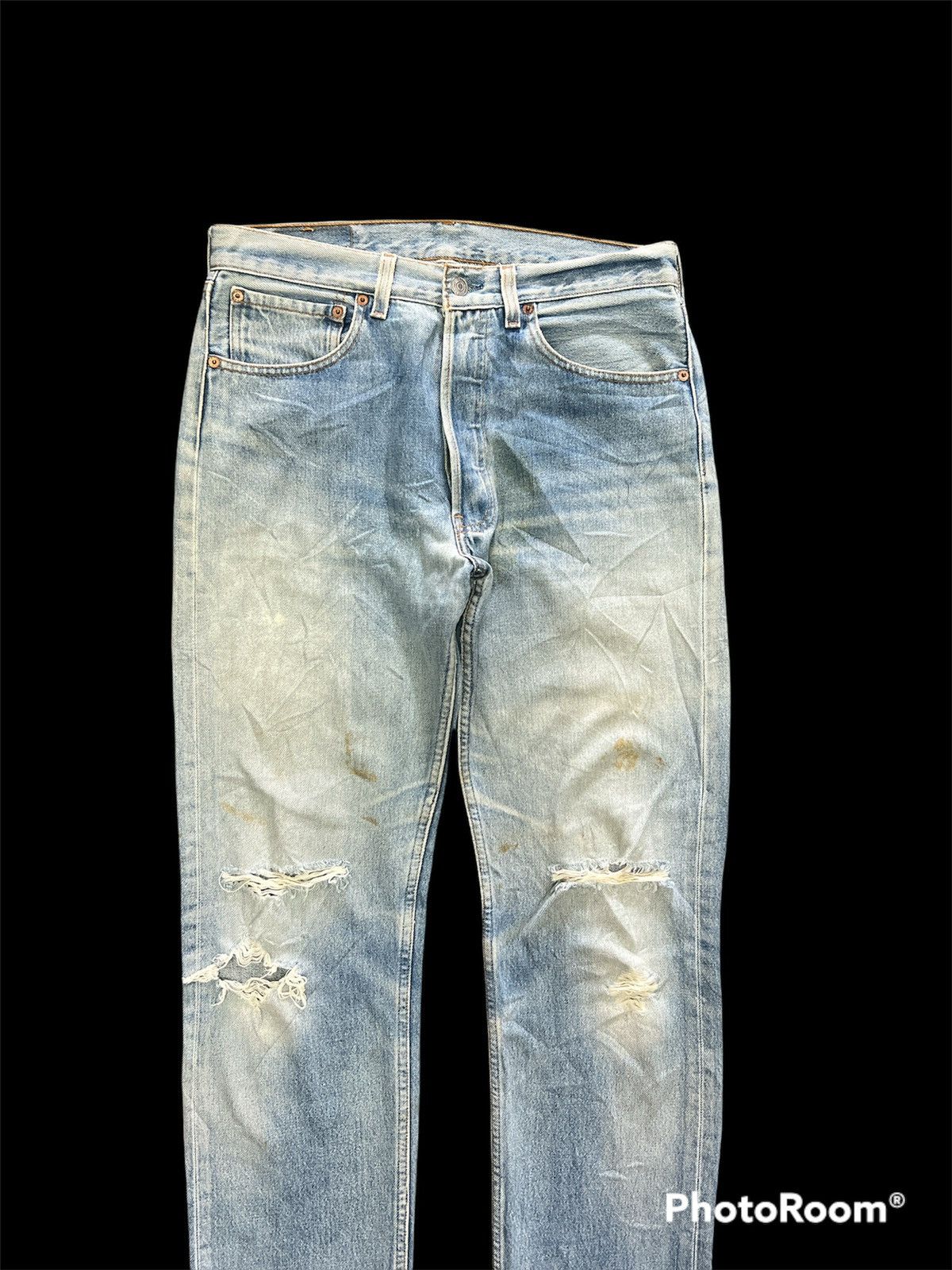 Levi's × Vintage Vintage Levis 501 Washers Thrashed Grunge Denim Pants Size US 31 - 2 Thumbnail