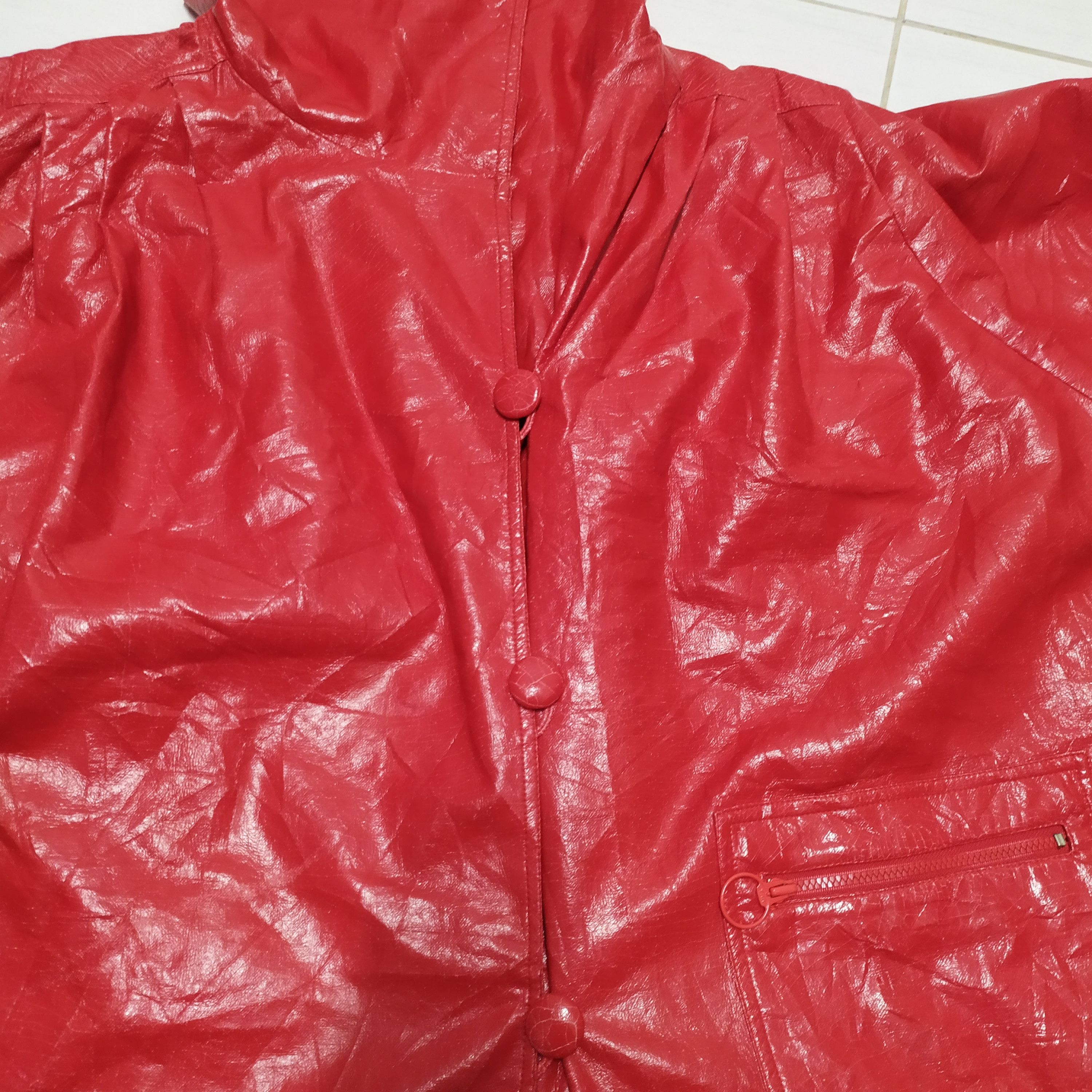 Japanese Brand Reversible RED & BLACK Leather Poncho #1388-58 Size US XXL / EU 58 / 5 - 12 Thumbnail