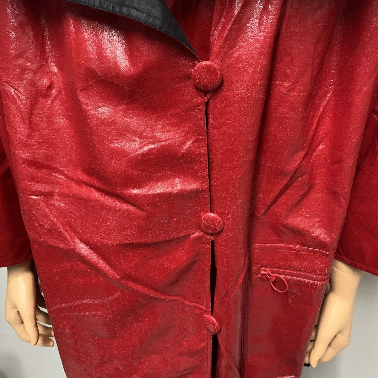Japanese Brand Reversible RED & BLACK Leather Poncho #1388-58 Size US XXL / EU 58 / 5 - 4 Thumbnail