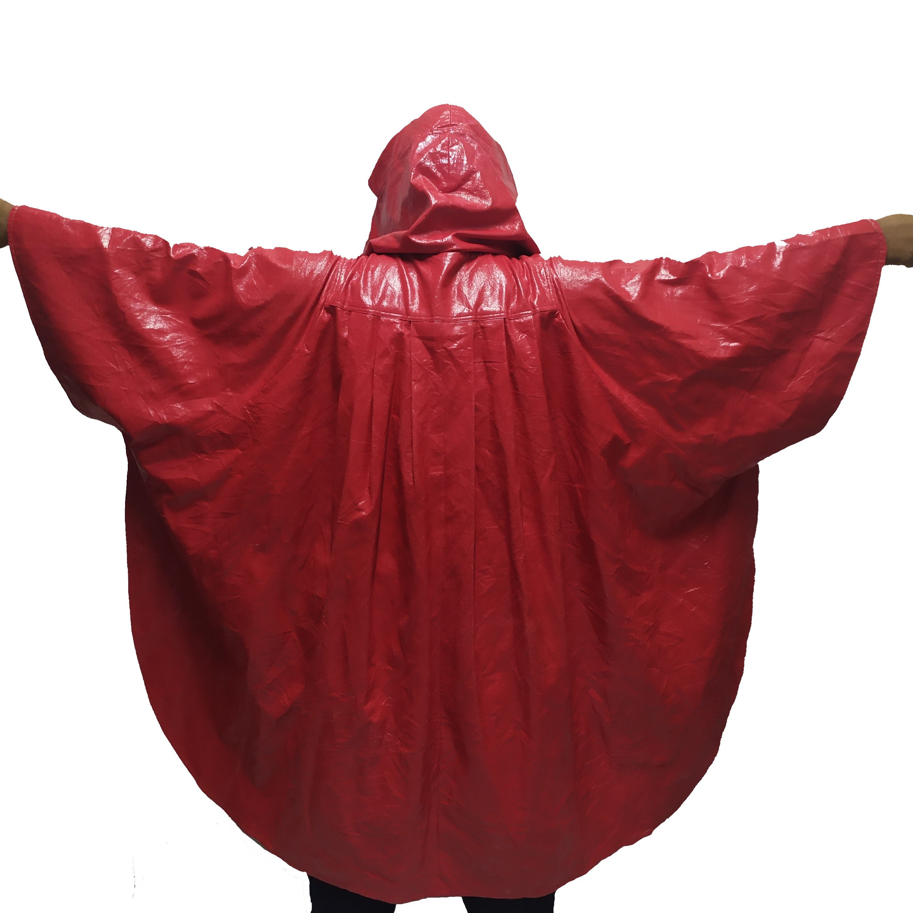 Japanese Brand Reversible RED & BLACK Leather Poncho #1388-58 Size US XXL / EU 58 / 5 - 6 Thumbnail
