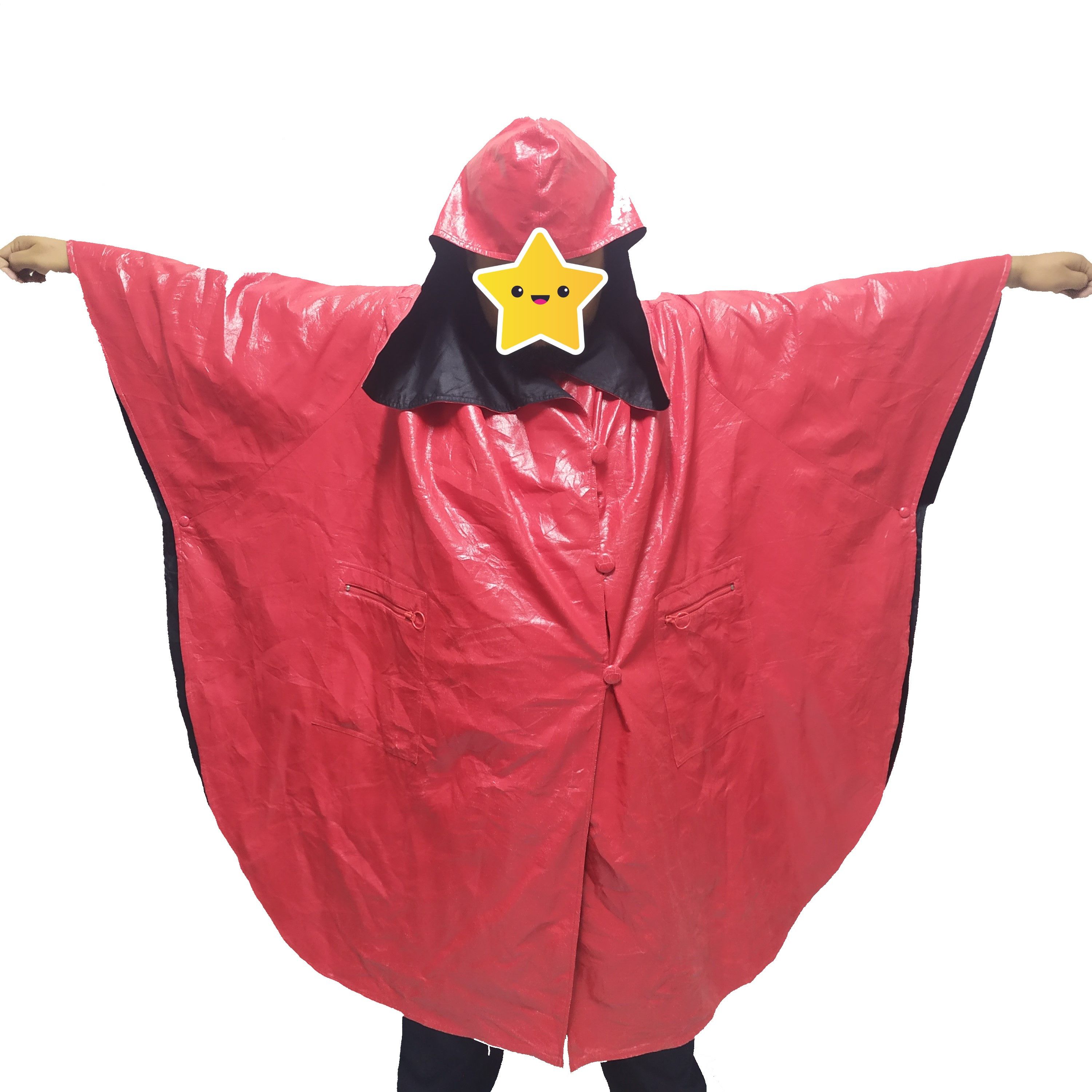 Japanese Brand Reversible RED & BLACK Leather Poncho #1388-58 Size US XXL / EU 58 / 5 - 5 Thumbnail