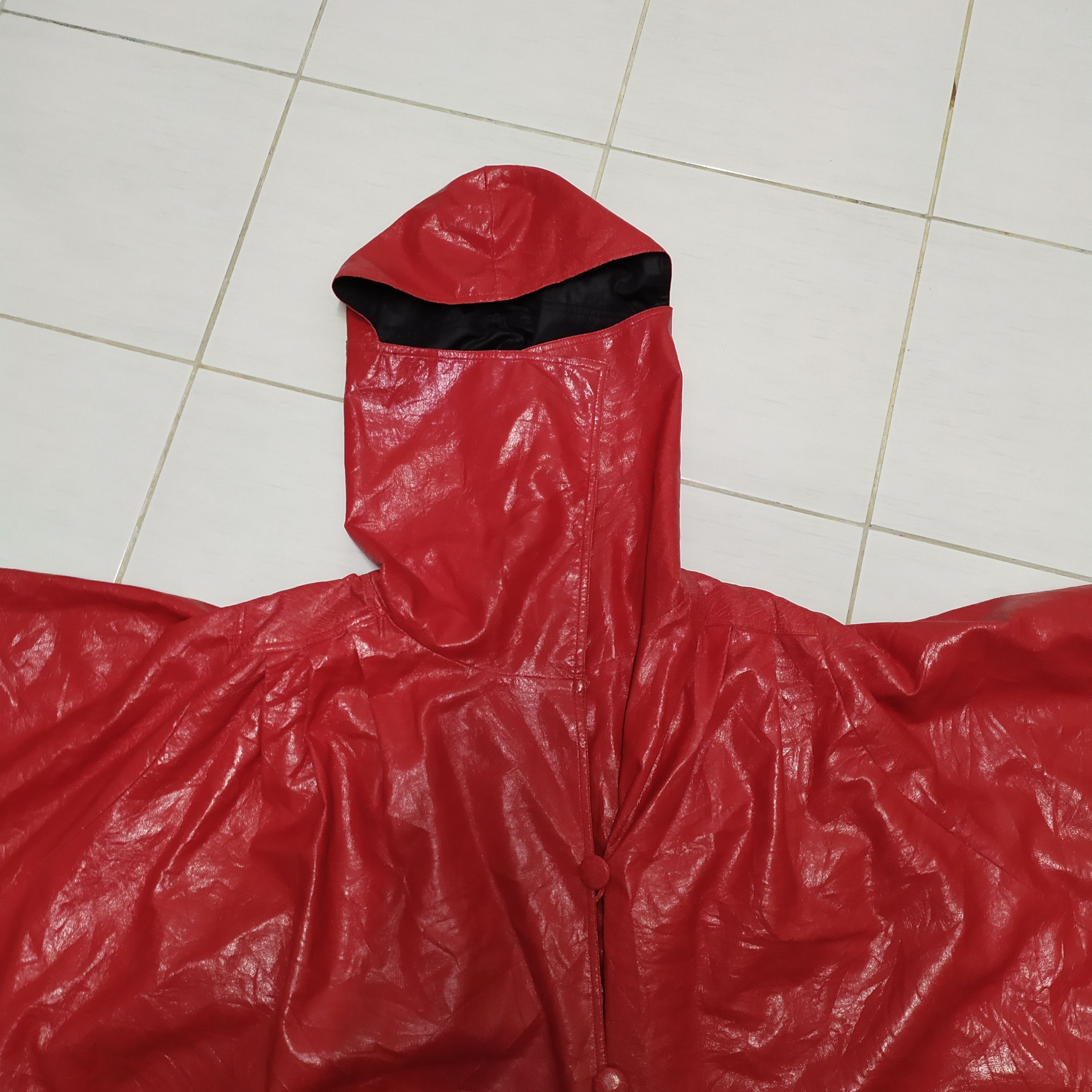 Japanese Brand Reversible RED & BLACK Leather Poncho #1388-58 Size US XXL / EU 58 / 5 - 8 Thumbnail