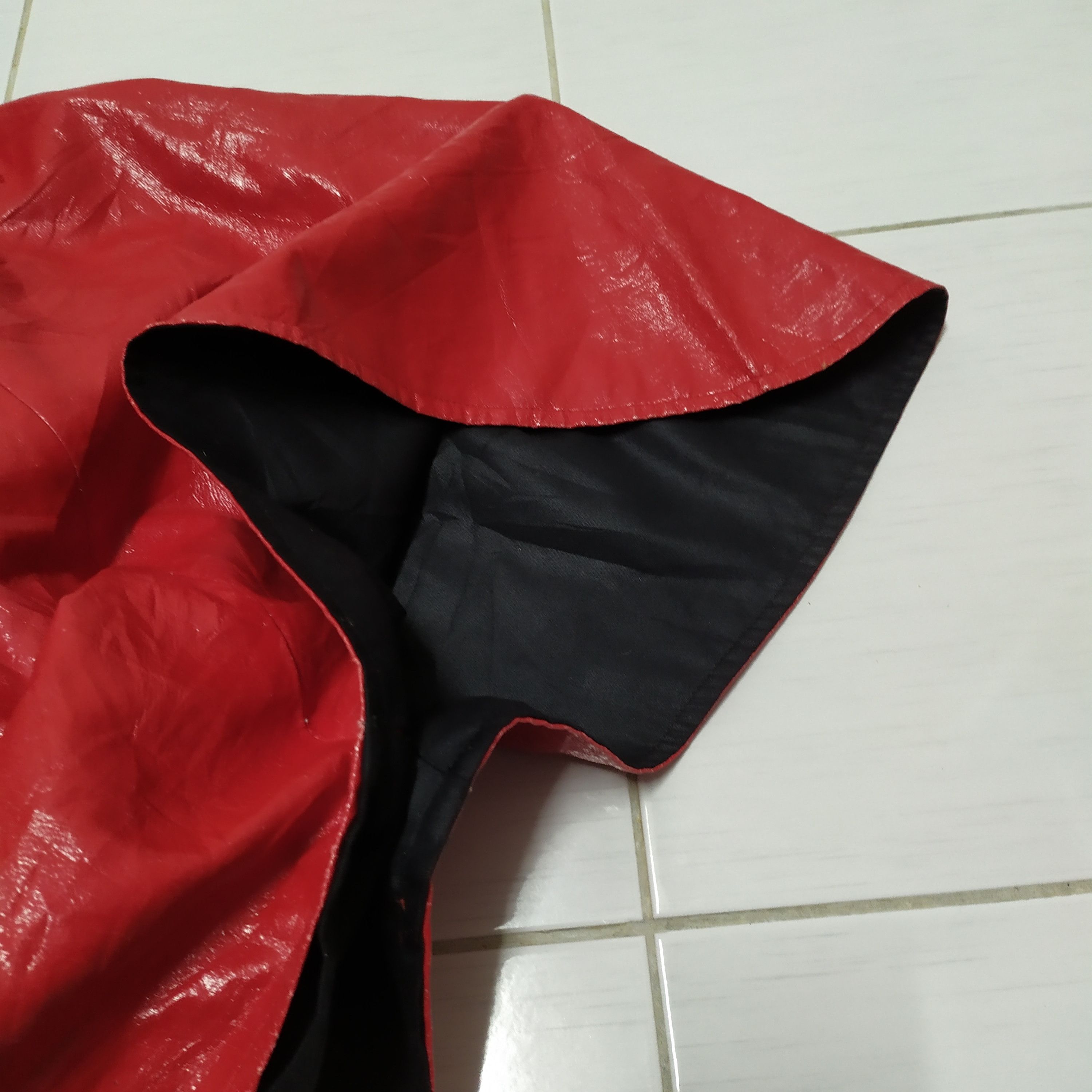 Japanese Brand Reversible RED & BLACK Leather Poncho #1388-58 Size US XXL / EU 58 / 5 - 11 Thumbnail