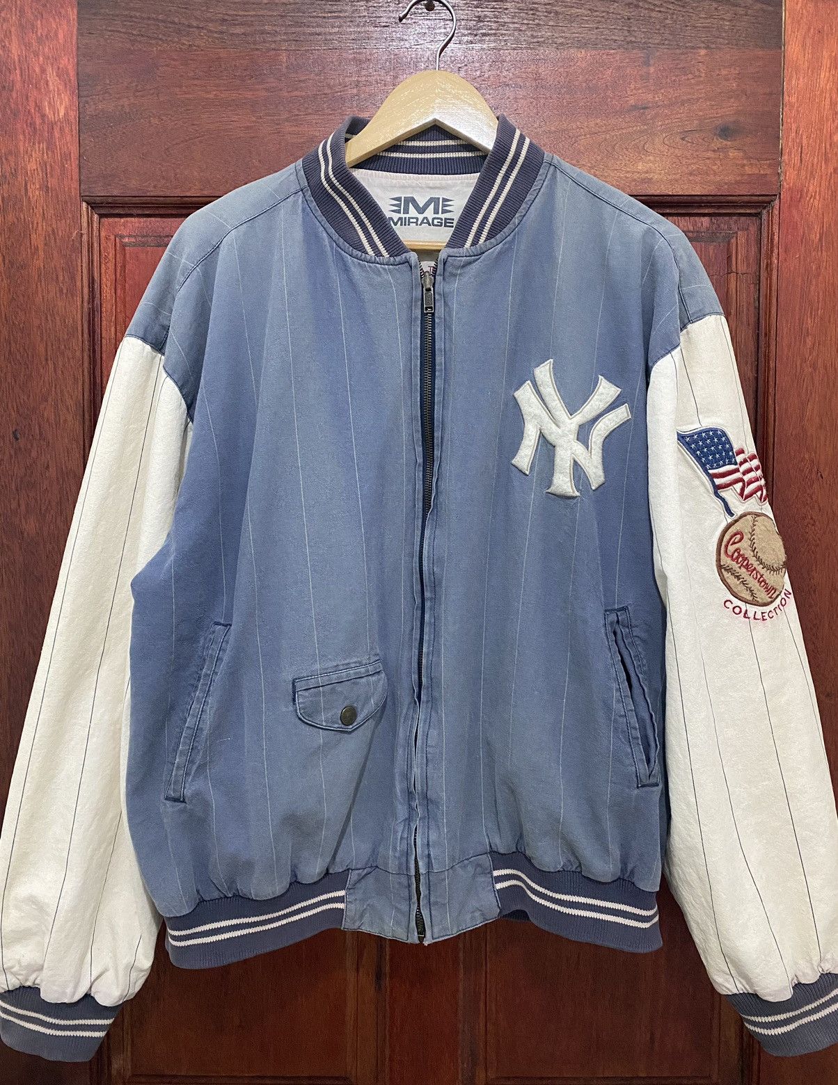 Pre-owned Mirage X New York Yankees Vintage 90's Mirage Ny Yankees Reversible Bomber Jacket In Multicolor