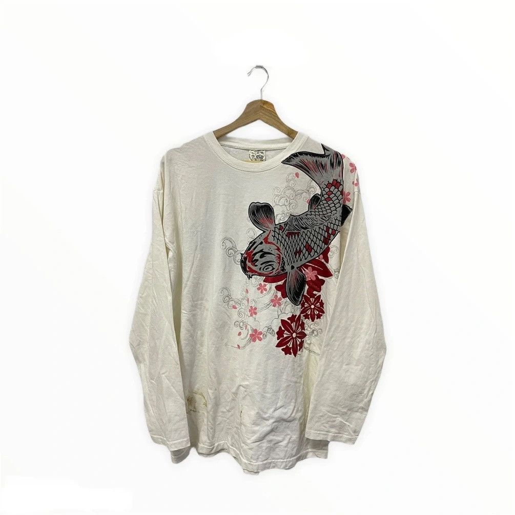 Japanese Brand × Vintage Japanese Fashion Fish Koi Big Logo Long Sleeve Size US XL / EU 56 / 4 - 3 Thumbnail